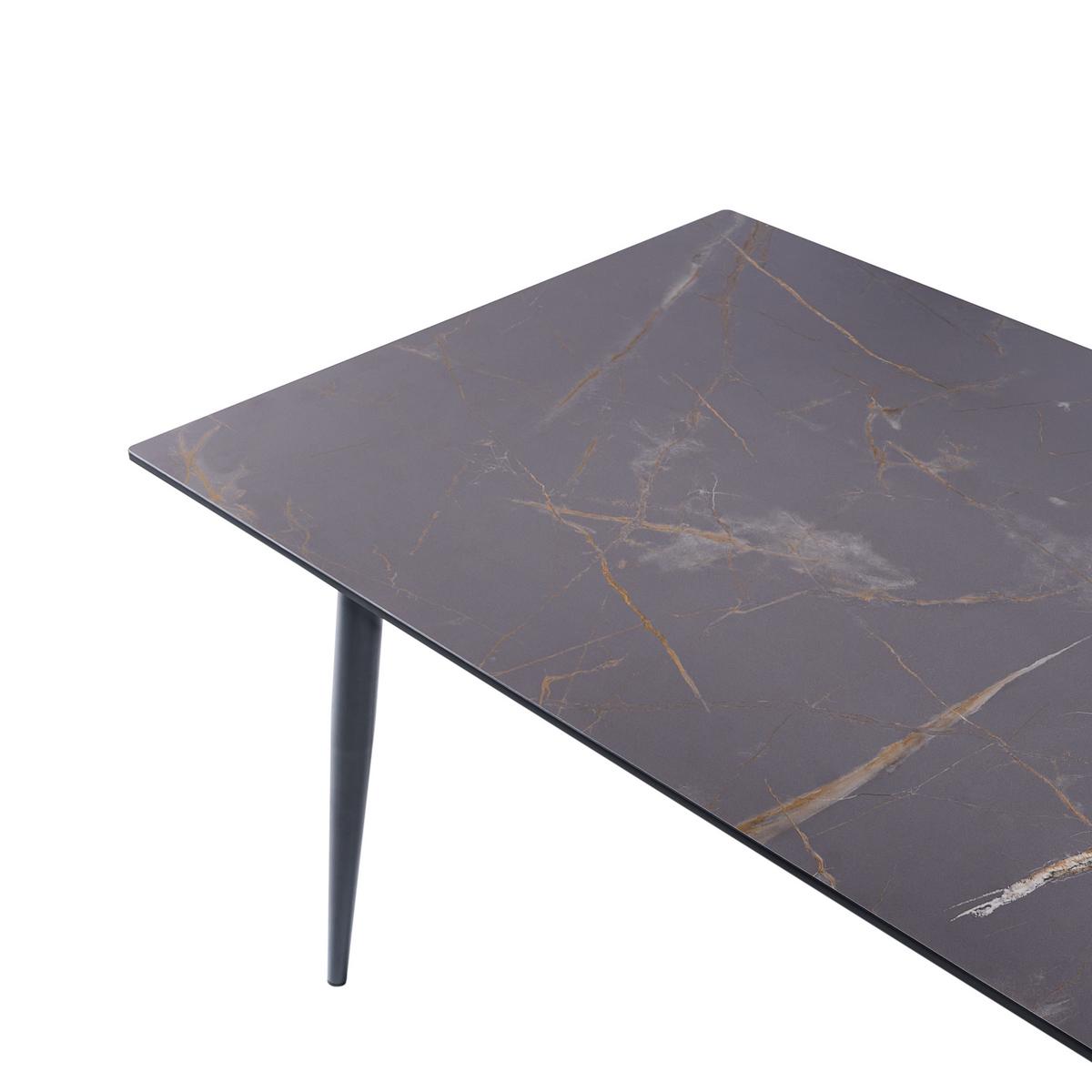 KONFERENZTISCH 90/180 cm Grauer Marmor Tolentino - Dunkelgrau, Kunststoff (180/90/75cm) - Beliani