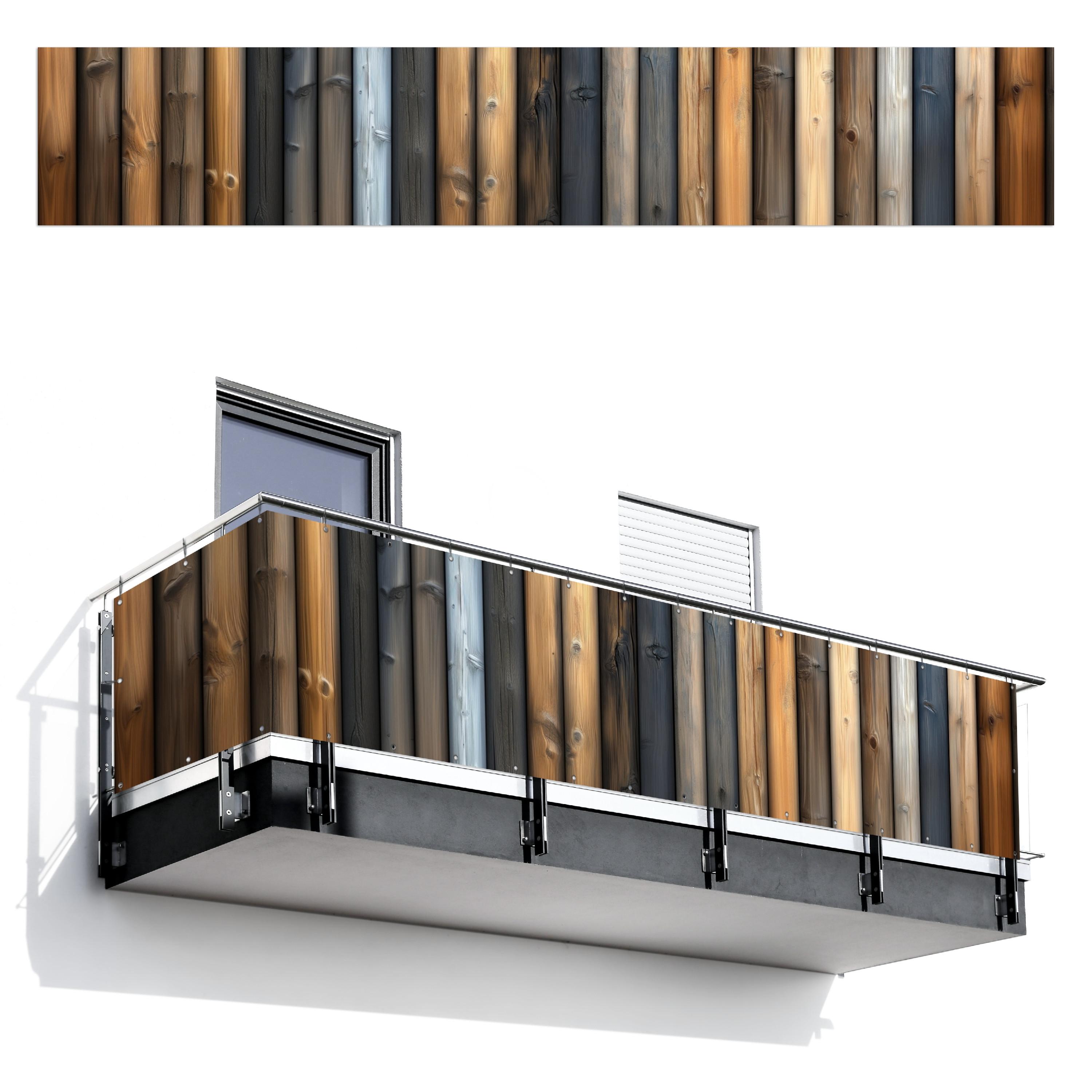 BALKON-SICHTSCHUTZ Holz - Dielen - Gemischt Groß 500x85 cm - Teakfarben, Kunststoff (500/85cm) - MuchoWow