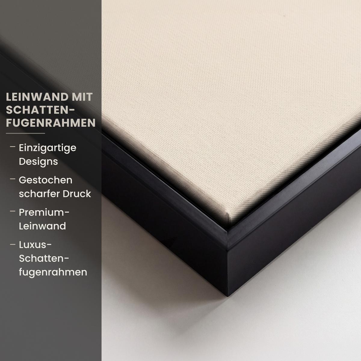 LEINWAND Bilder mit Rahmen - Pflanze - Beige - Japanisch - 50x50 - Schwarz, Textil (50/50cm) - MuchoWow