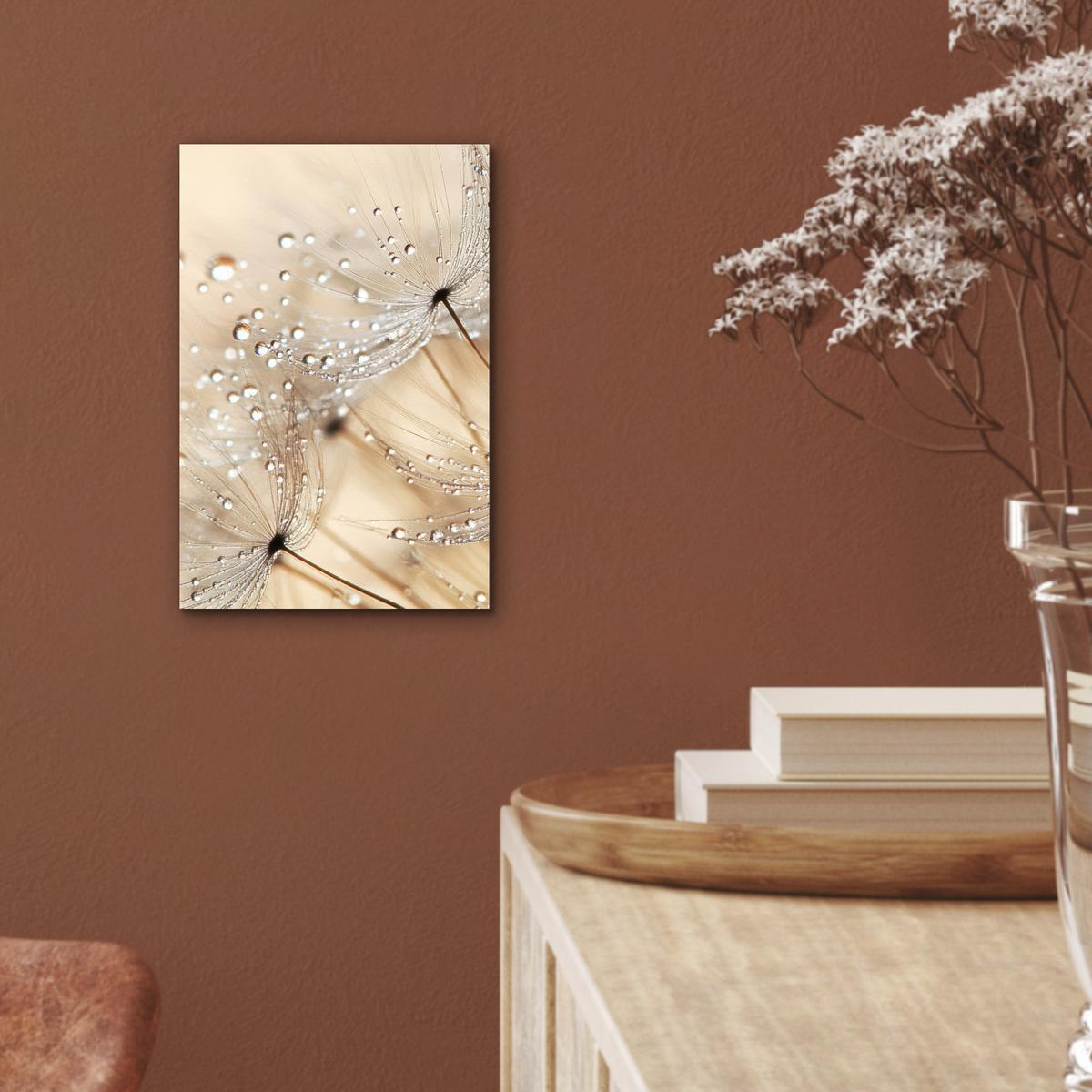 METALLBILD Löwenzahn - Abstrakt - Natur - Beige 20x30 cm - Braun, Metall (20/30cm) - MuchoWow
