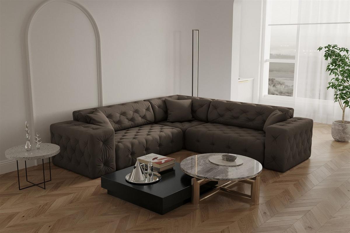 ECKSOFA Chantal - Braun, Holzwerkstoff/Textil (246/246cm) - Fun Möbel