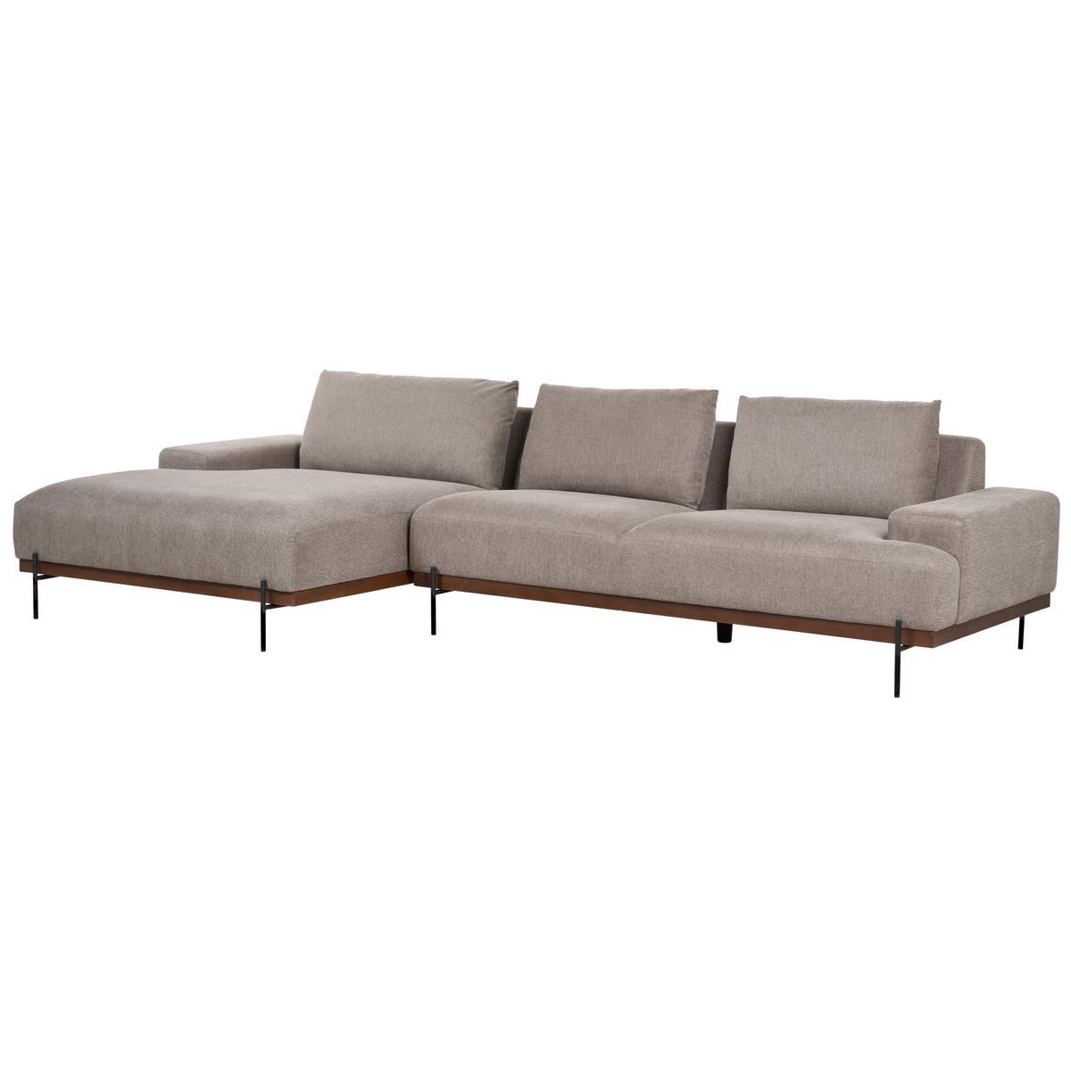 3-SITZER-ECKSOFA hellbraun linksseitig Mariferd - Hellbraun/Dunkelbraun, Textil (316/146cm) - Beliani