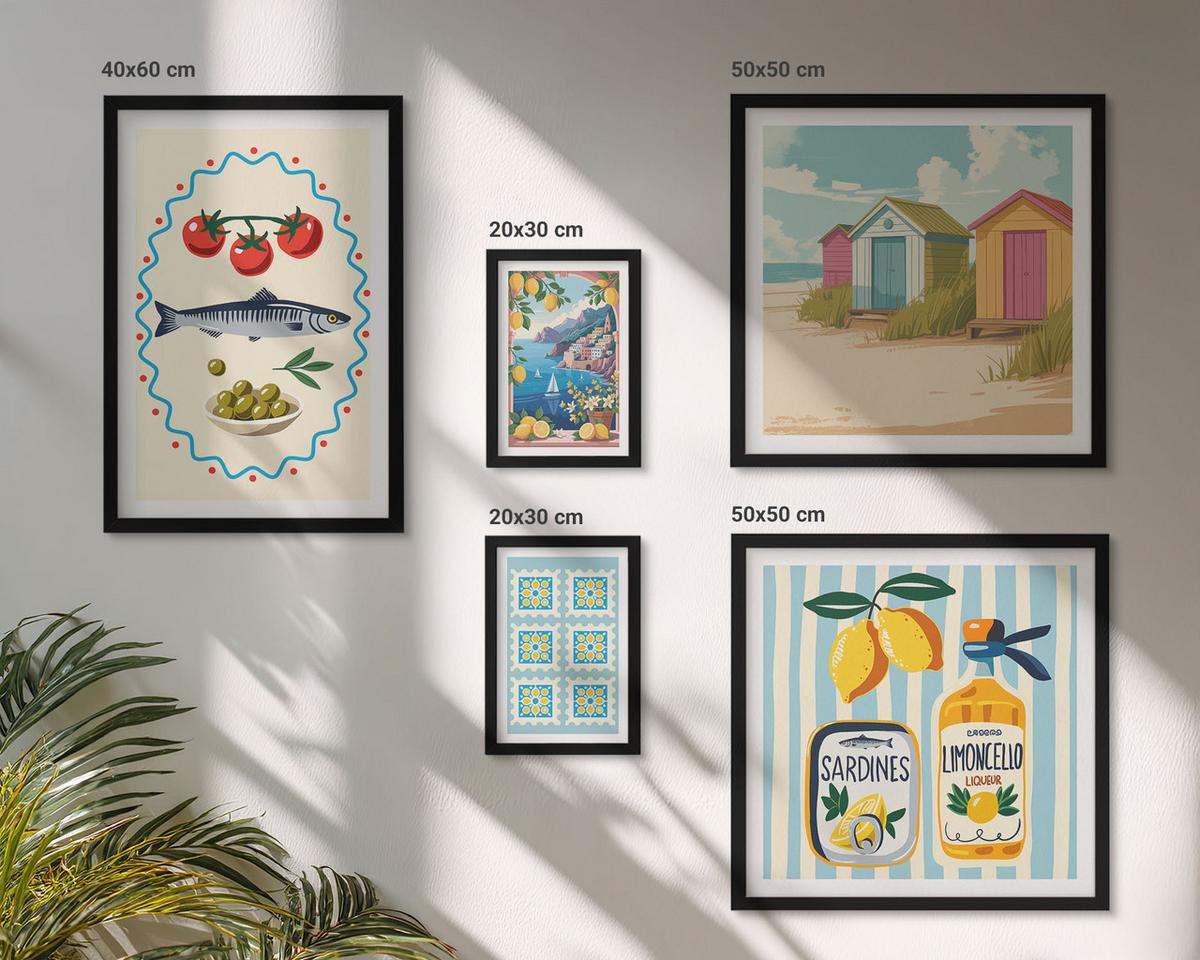 BILDER SET 5er Set - 50x50 cm & 20x30 cm & 40x60 cm Schwarzer Rahmen - Blumenwein Mailand Paris - Schwarz, Kunststoff (40/60cm) - TULUP