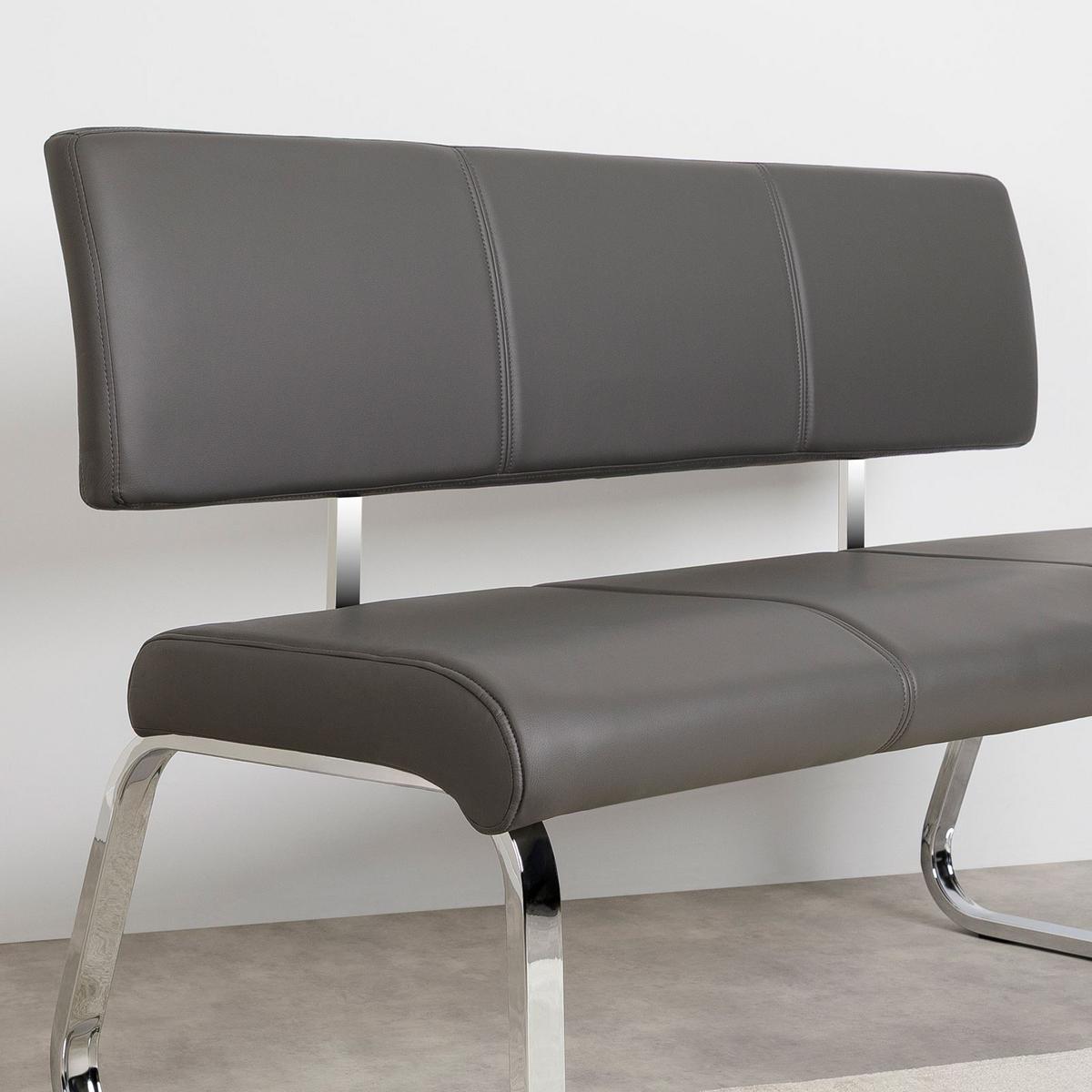 ESSZIMMERBANK VILAS grau - Grau, Textil/Metall (135/87/56cm) - IDIMEX