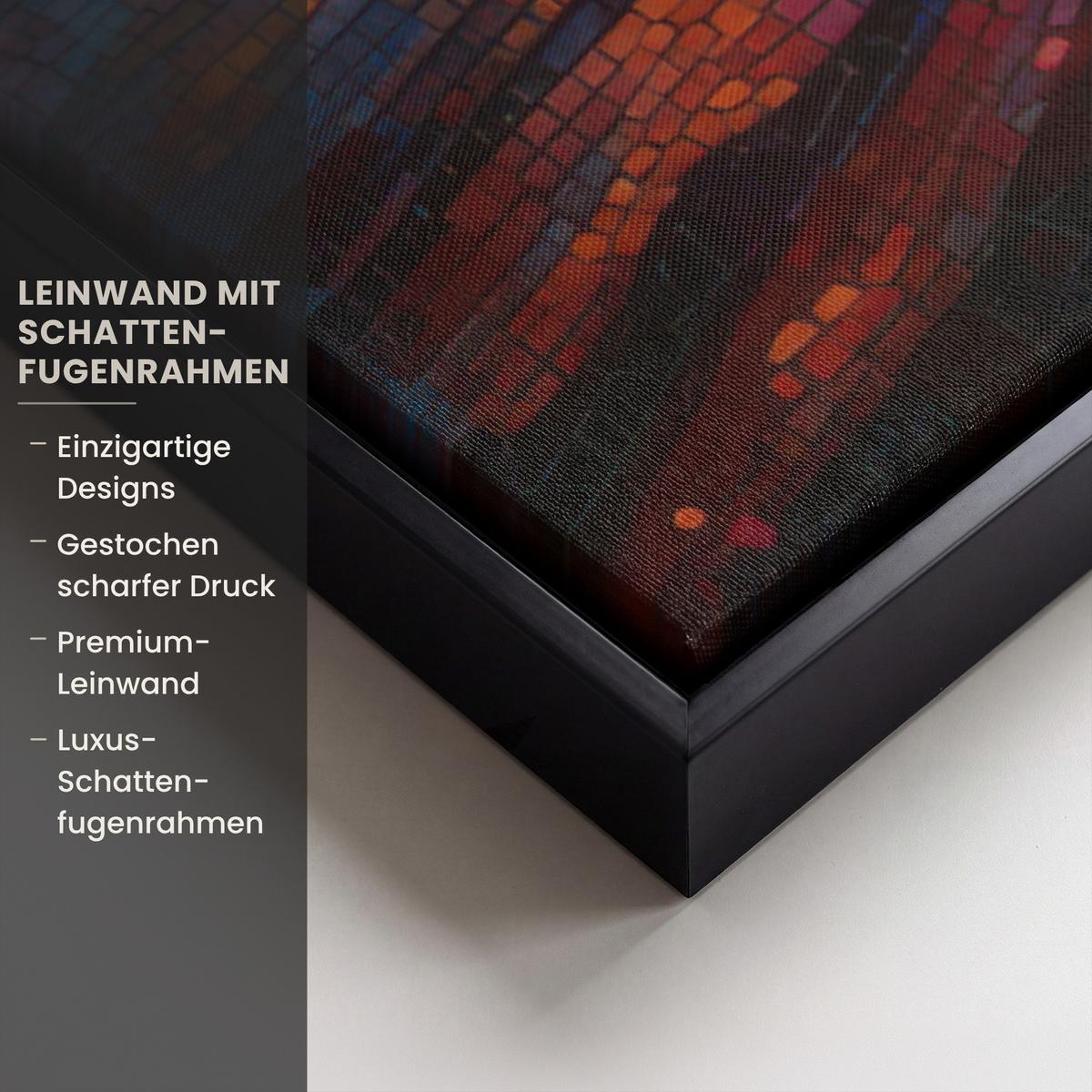 LEINWAND Bilder mit Rahmen - Mosaik - Bunt - Baum - Äste - 90x90 - Multicolor, Textil (90/90cm) - MuchoWow