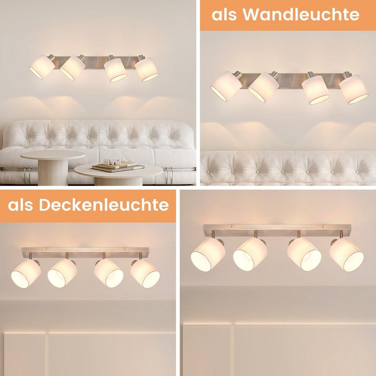 DECKENSTRAHLER Brand 4-flammig 70/11/20 cm - Silberfarben, Textil (70/11/20cm) - Nettlife