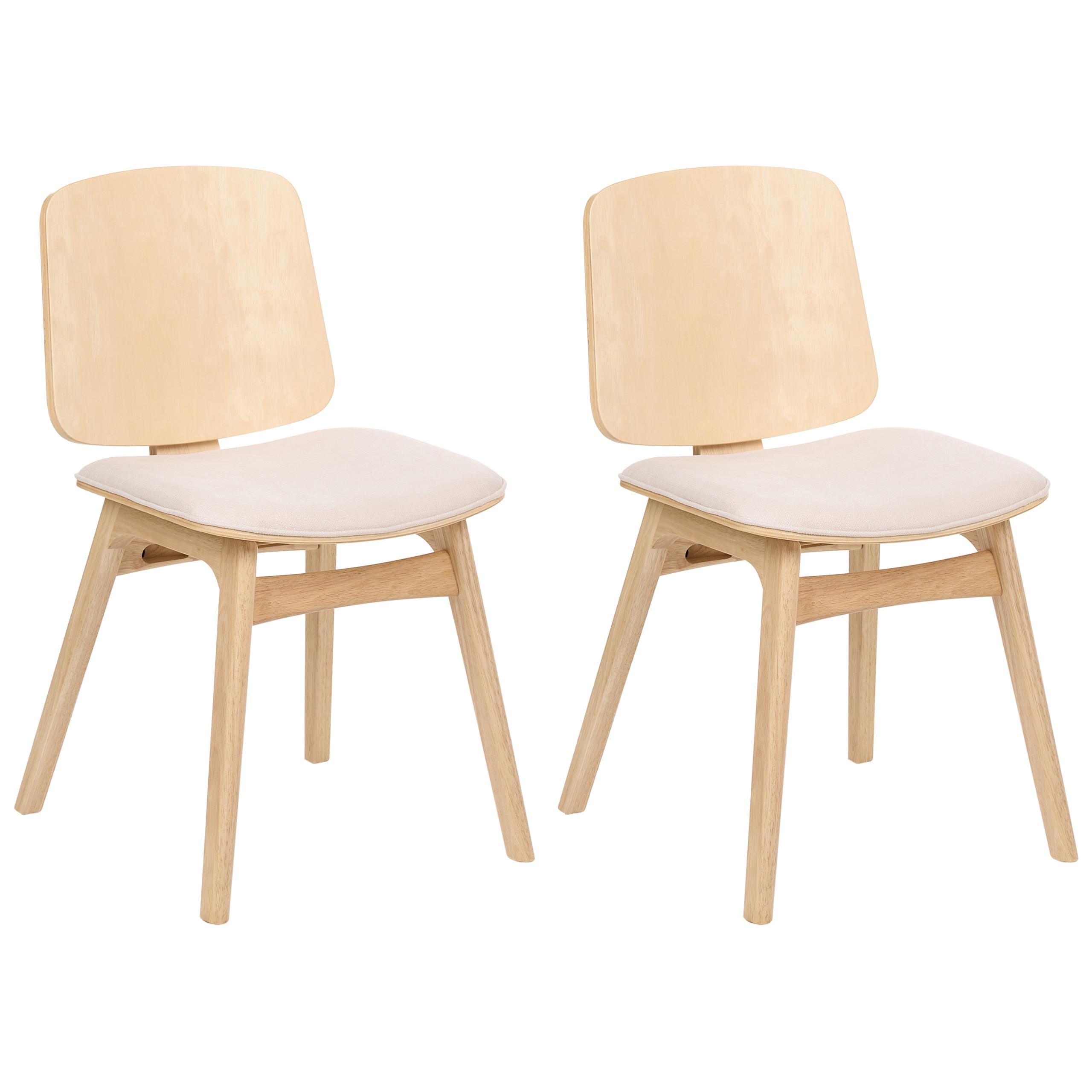 ESSZIMMERSTUHL 2er-Set Holz Hellbraun/Hellbeige Charleston - Beige, Textil (45/78/51cm) - Beliani