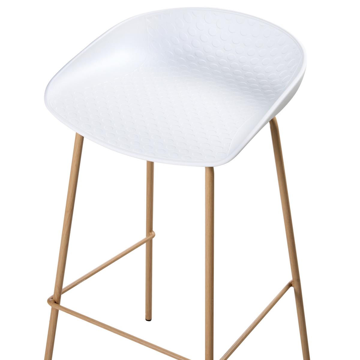 BARHOCKER 4er-Set Hellbraun Venlo - Hellbraun/Weiß, Kunststoff (43/84/44cm) - Beliani