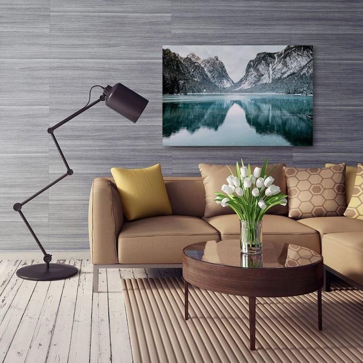 LEINWANDBILD Berg Landschaft Natur - Grau, Textil (100/70cm) - Feeby