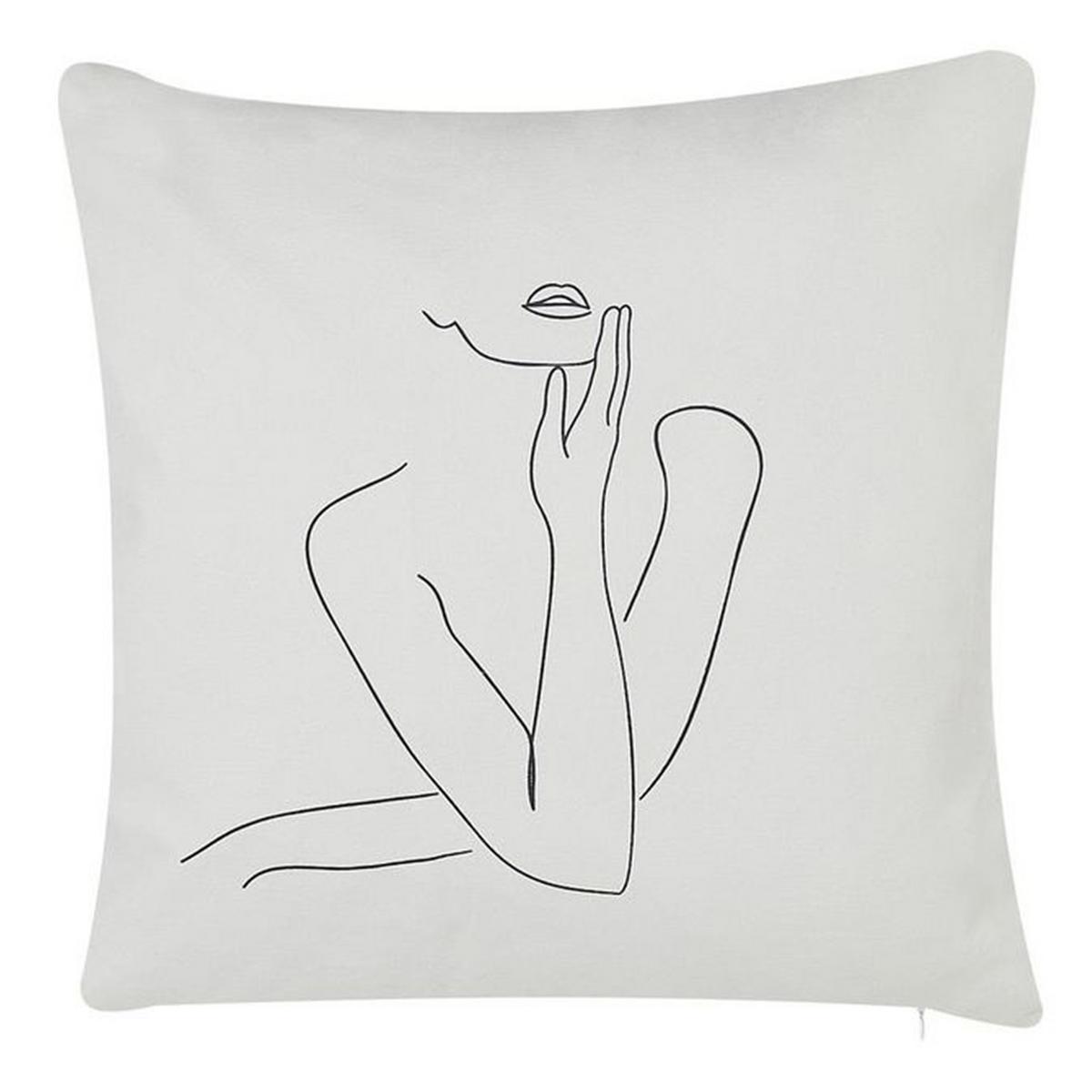 DEKOKISSEN 2er-Set Weiß 45/45 cm Meadowfoam - Weiß, Naturmaterialien/Textil (45/45cm) - Beliani