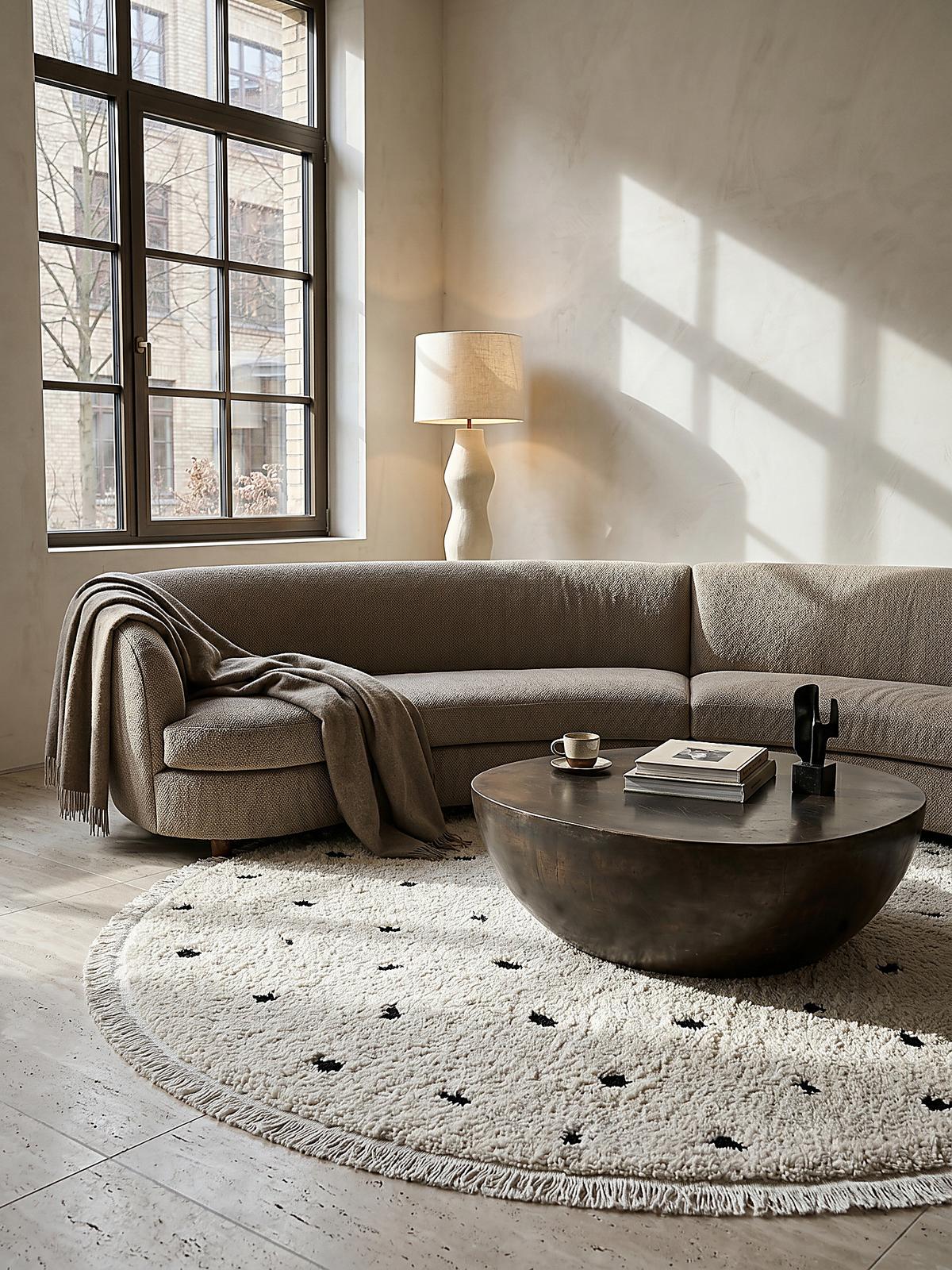 RUNDTEPPICH Abstrakt ATRIO Polypropylen Creme 120 x 120 cm - Beige, Textil (120/120cm) - KADIMA DESIGN