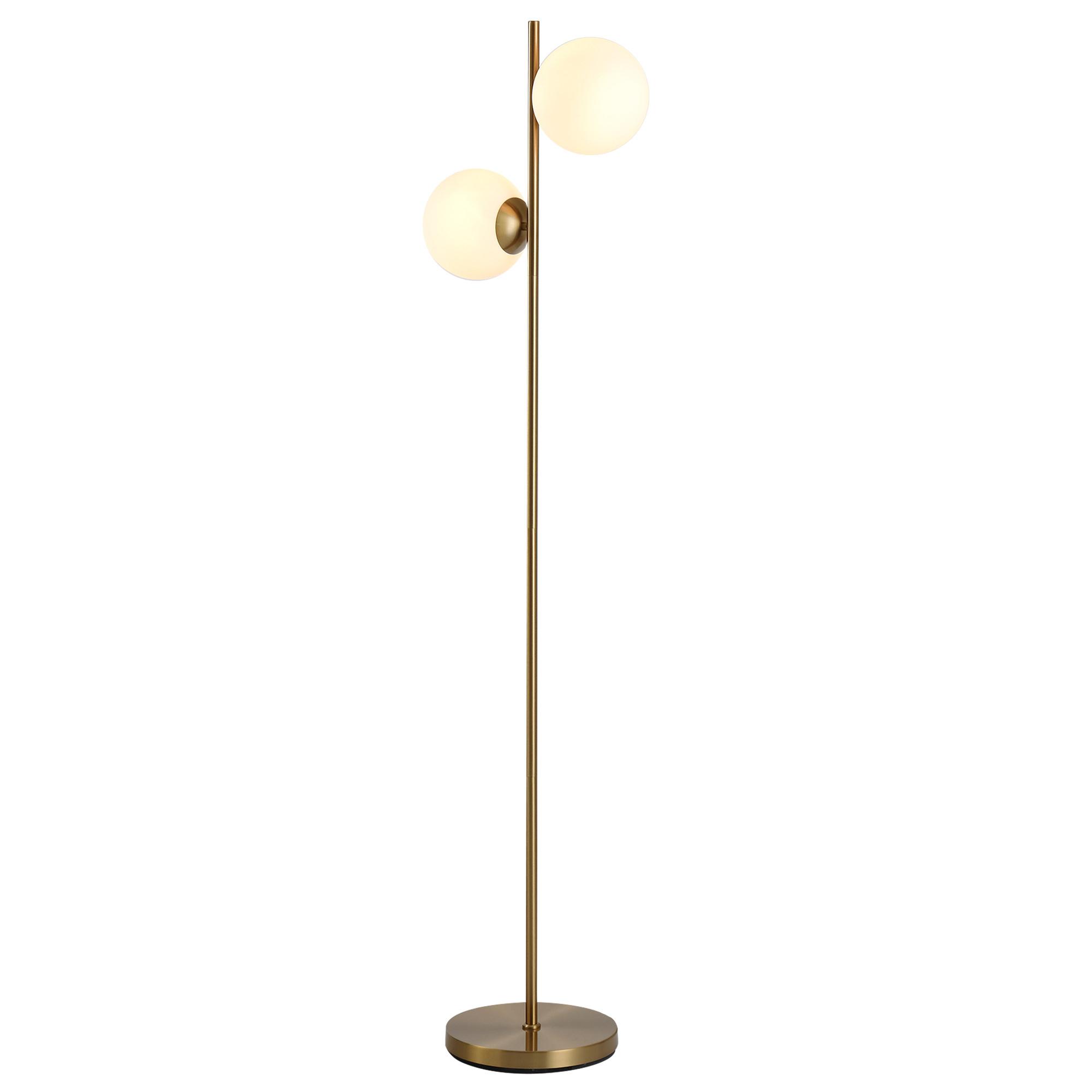 STEHLAMPE Stehleuchte Standleuchte 2-teiliger Glas-Lampenschirm Golden+Weiß - Weiß, Metall (39/28/165cm) - HOMCOM