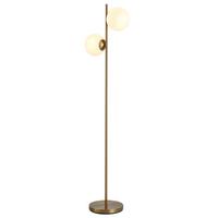 STEHLAMPE Stehleuchte Standleuchte 2-teiliger Glas-Lampenschirm Golden+Weiß - Weiß, Metall (39/28/165cm) - HOMCOM