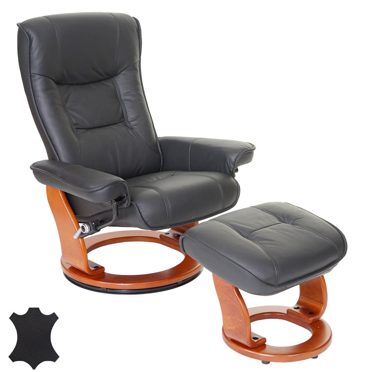 RELAXSESSEL Schwarz - Schwarz, Leder (86/105/82cm) - MCA