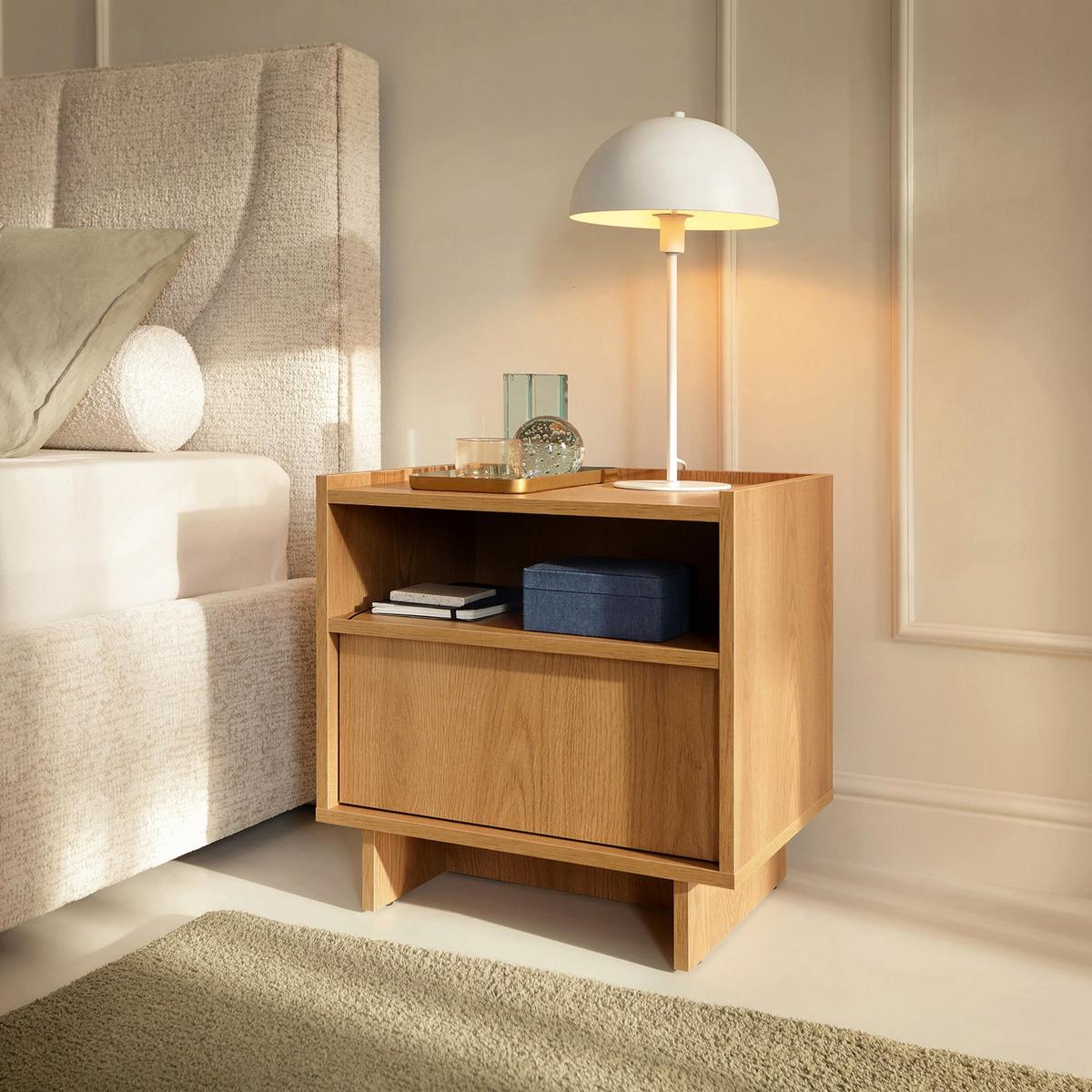 NACHTTISCH Yasumi mit 1 Schublade 50 cm - Eichefarben, Holzwerkstoff (50/51/39cm) - Selsey