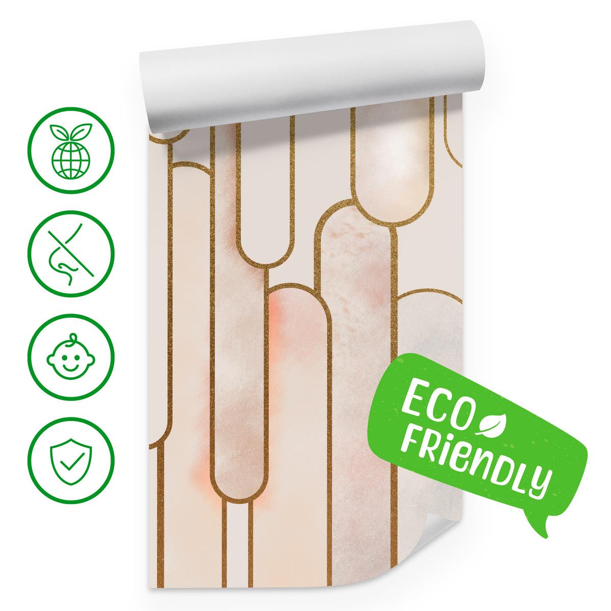 FOTOTAPETE für Wohnzimmer Abstraktion Art Deco 350x256 - Beige/Rosa, Papier (350/256cm) - Muralo