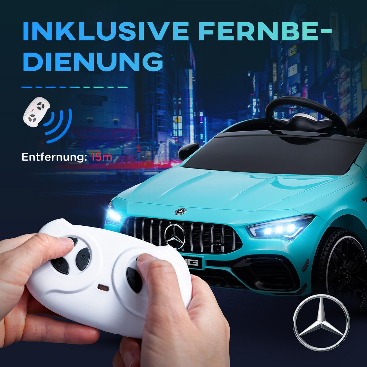 KINDER Elektroauto 12 V Kinderauto mit 2,4G Fernbedienung, USB-, MP3-Anschluss - Blau, Metall (110/61/45cm) - AIYAPLAY