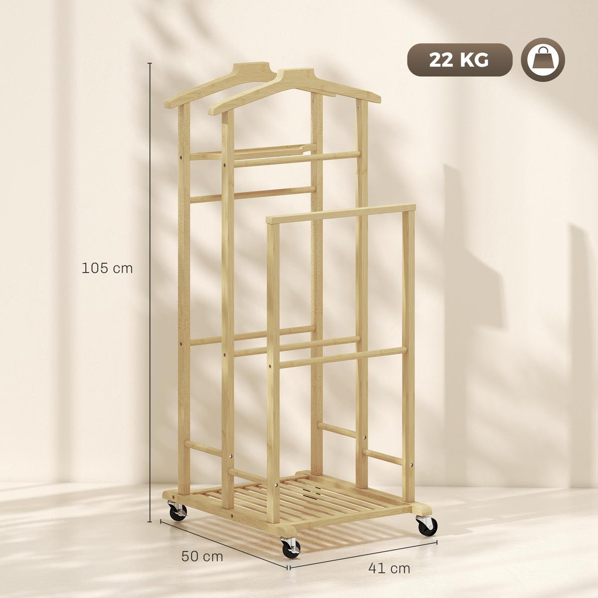 KLEIDERSTÄNDER Bambus Eiche - Eichefarben, Holz/Bambusholz (41/105/50cm) - HOMCOM