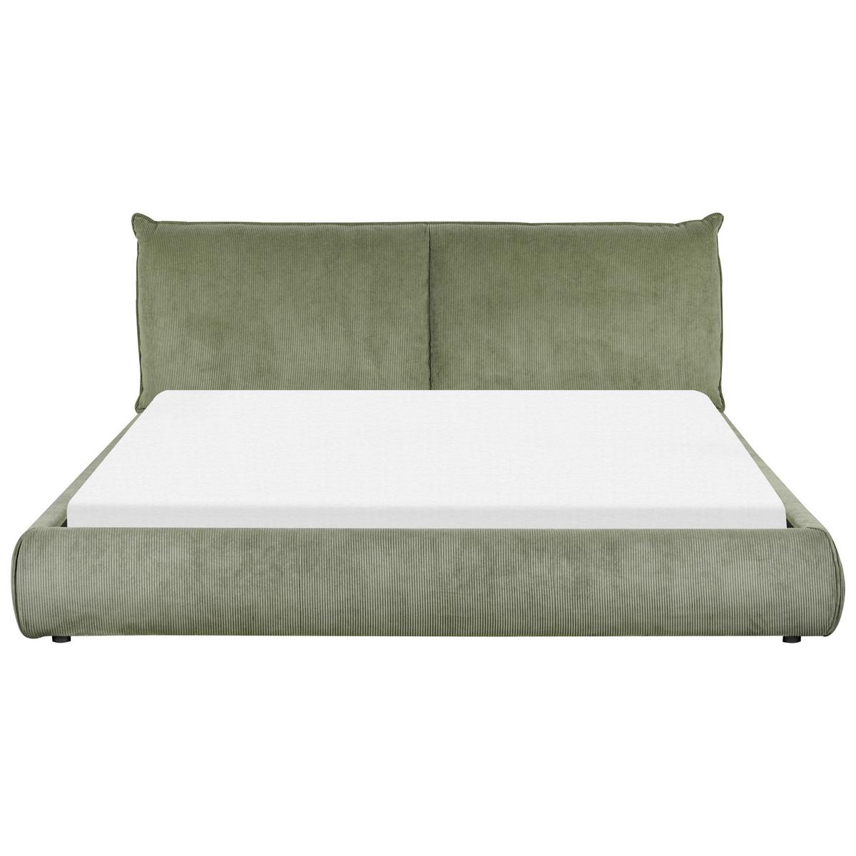 BETT mit Lattenrost Cord 180/200 cm Olivgrün Vinay - Grün, Textil (180/200cm) - Beliani