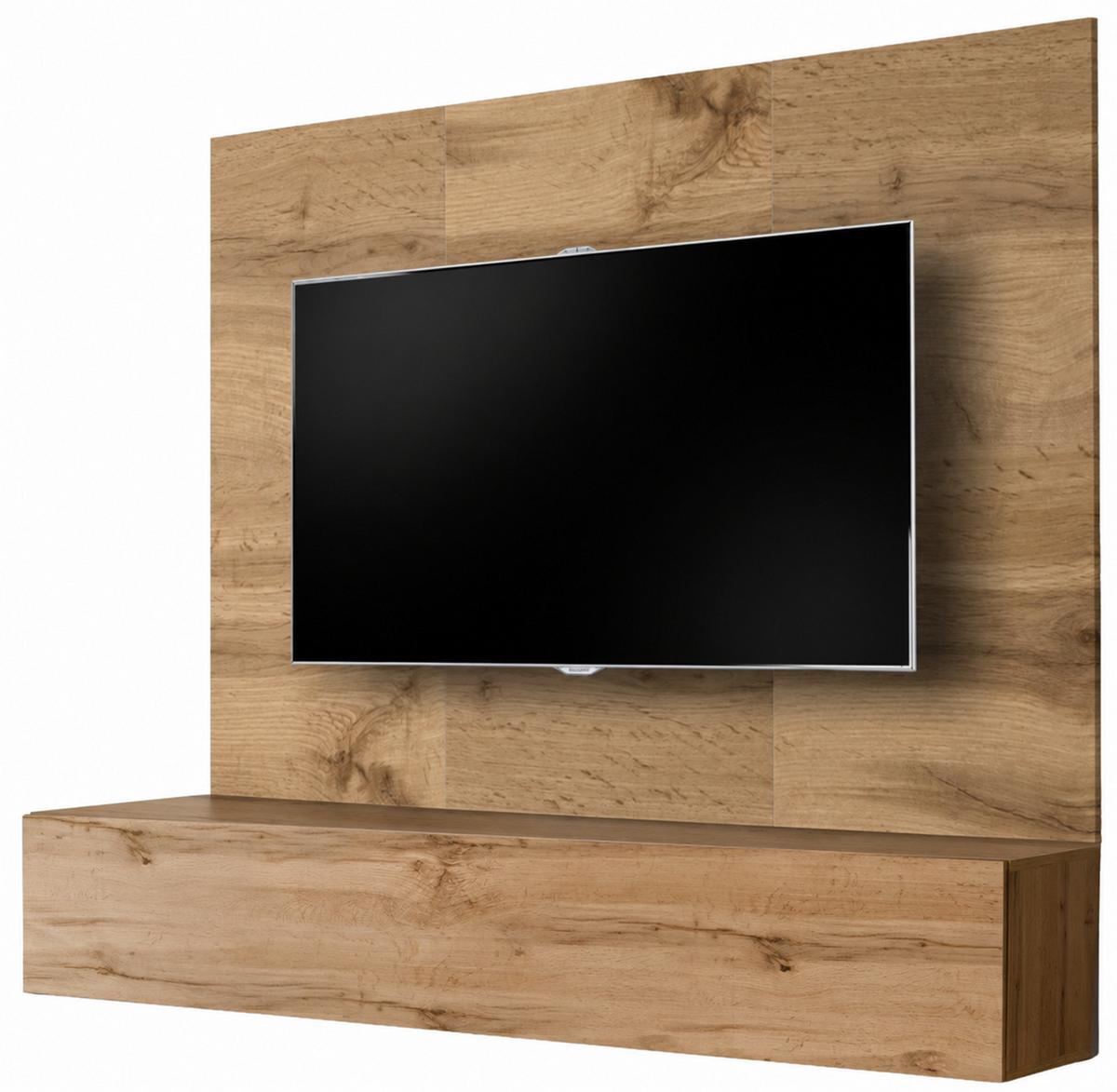 TV-LOWBOARD Eiche Wotan 180 cm hängend, Set inklusive Akustikpaneel - Eiche Wotan, Holzwerkstoff (180/148/40cm) - Inn.Furn
