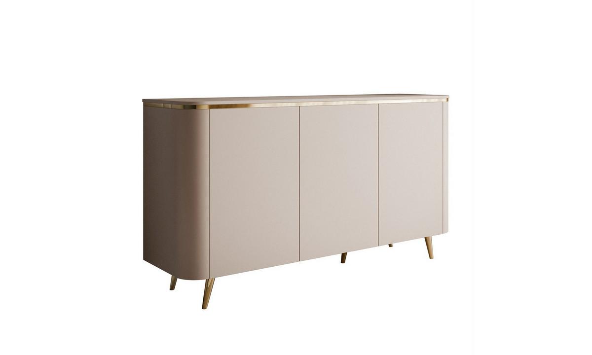 KOMMODE AVELINE 140/40/78 cm mit LED-Beleuchtung Kaschmir - Kaschmir/Goldfarben, Holzwerkstoff (140/78/40cm) - Lookway