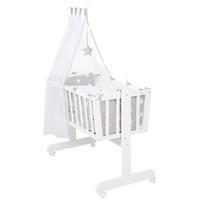 BABYWIEGENSET Little Stars - Weiß/Grau, Holzwerkstoff/Textil (40/90cm) - Roba