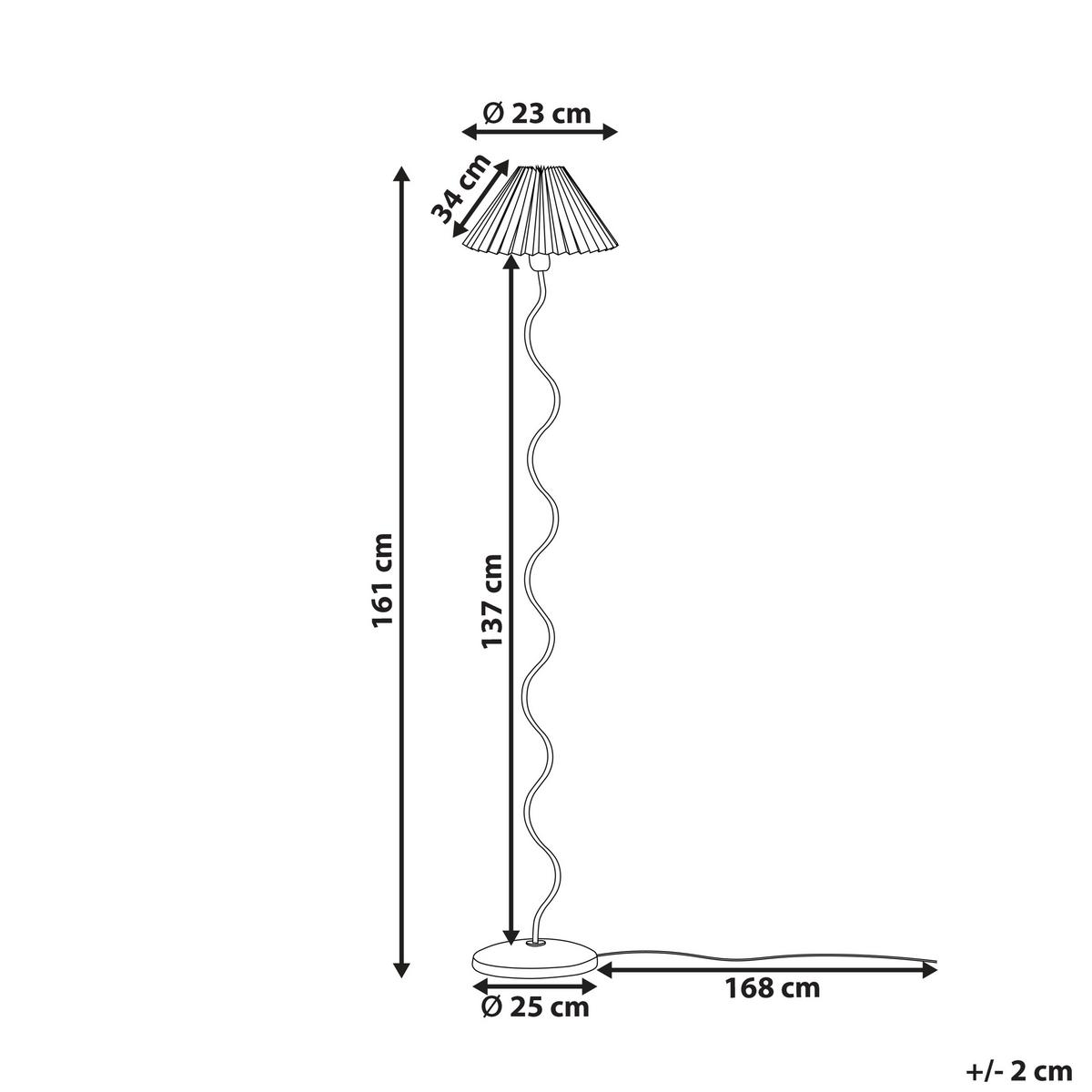 STEHLAMPE Weiß/Schwarz Jikawo - Schwarz/Weiß, Metall (25/25/161cm) - Beliani