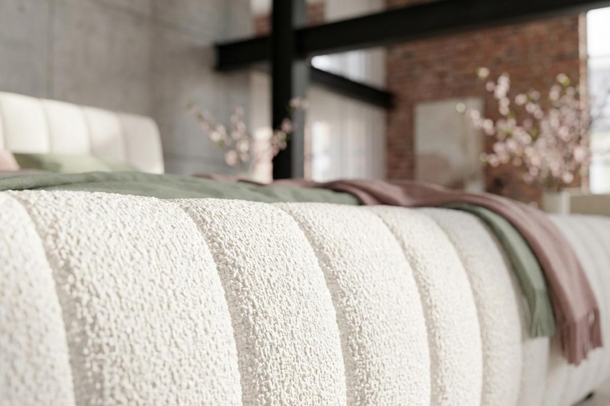 POLSTERBETT ALIOTTA Cremeweiß Bouclé - Creme, Textil (160/200cm) - KAWOLA