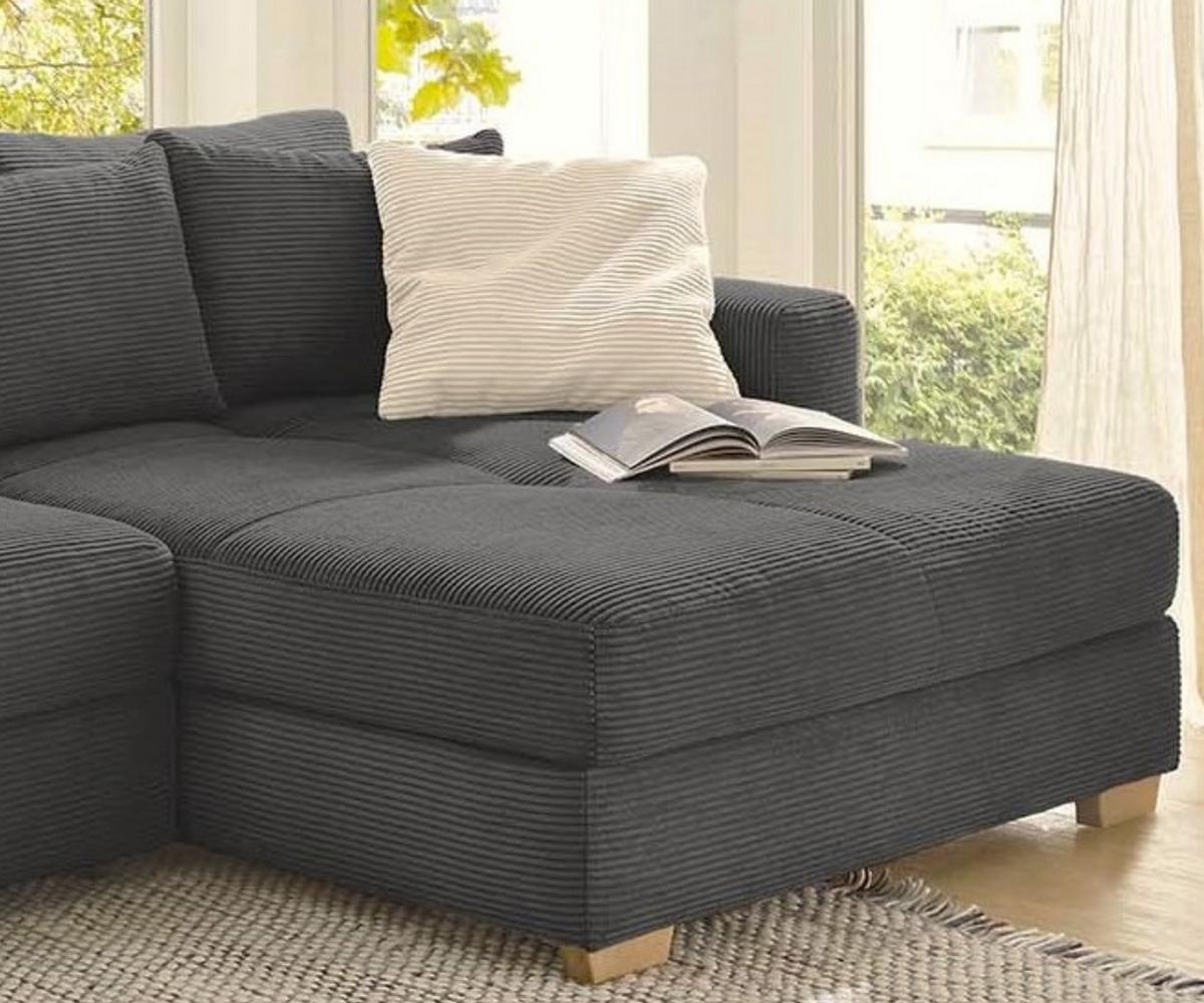ECKSOFA-DAUERSCHLÄFER Federkern Bettkasten, seitenverkehrt montierbar B288/T186/H86 cm, Liegefl. 153x245 cm, Cord Dunkelgrau / 15153 - Dunkelgrau/Eichefarben, Holz/Textil (288/186cm) - luma-home