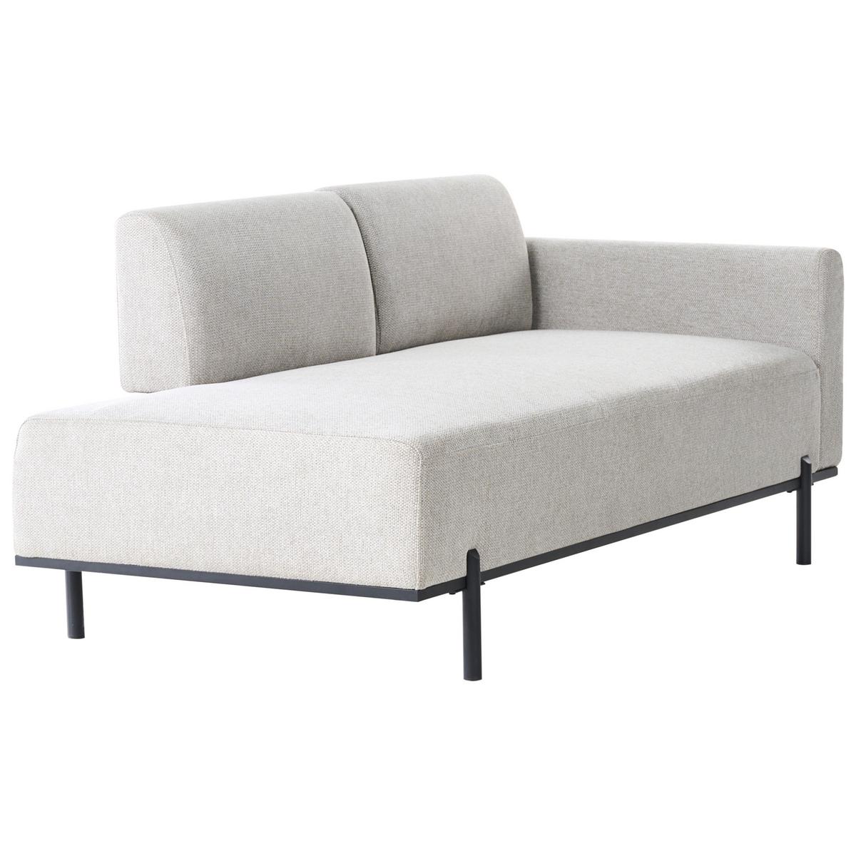 CHAISELONGUE Kunstleinen Hellgrau Savasse - Hellgrau/Schwarz, Textil (170/78/85cm) - Beliani