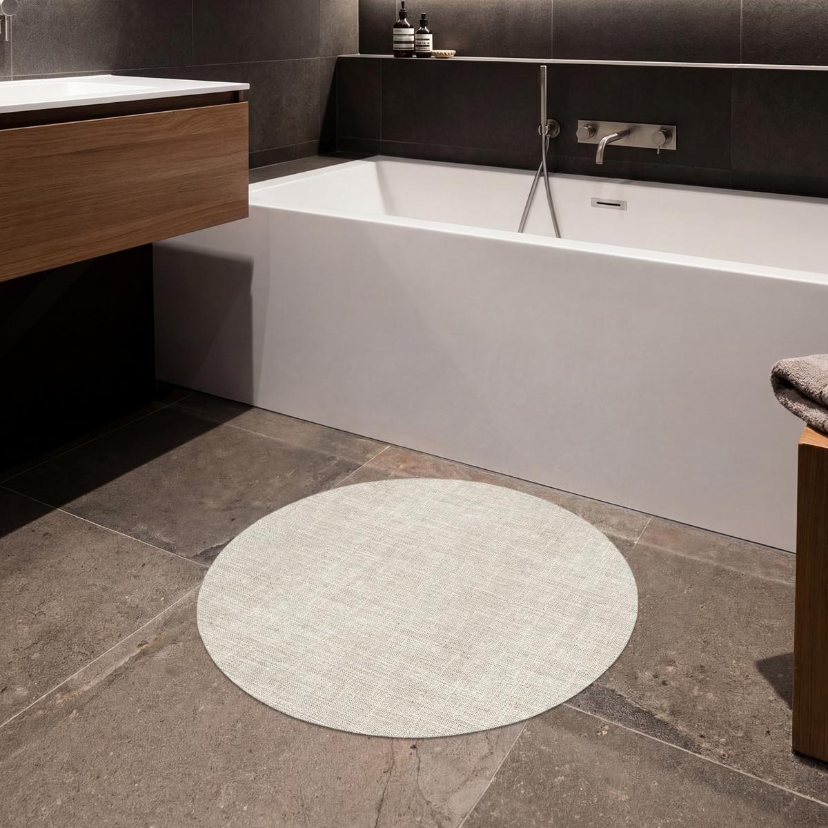 BADEMATTE Leinen - Textur - Beige Badvorleger 70x70 cm - Beige, Textil (70/70cm) - OnlyWow