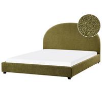 BETT mit Lattenrost 160/200 cm Bouclé Olivgrün Vaucluse - Grün, Textil (160/200cm) - Beliani