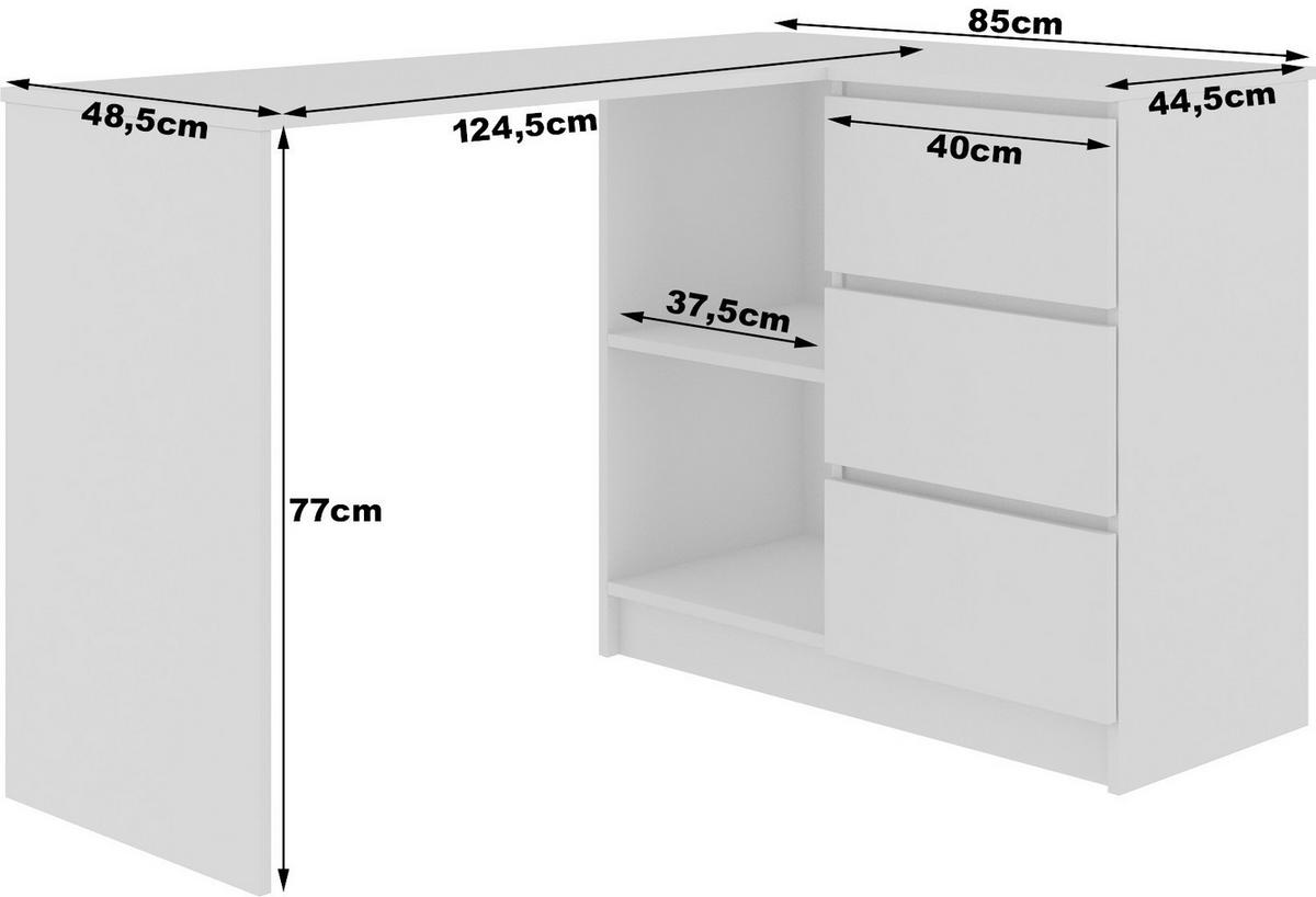 SCHREIBTISCH Weiß, Metallisch Glanz 77/124/85 - Weiß, Holzwerkstoff (120/53.6/77cm) - RAUMHIRSCH FURNITURE