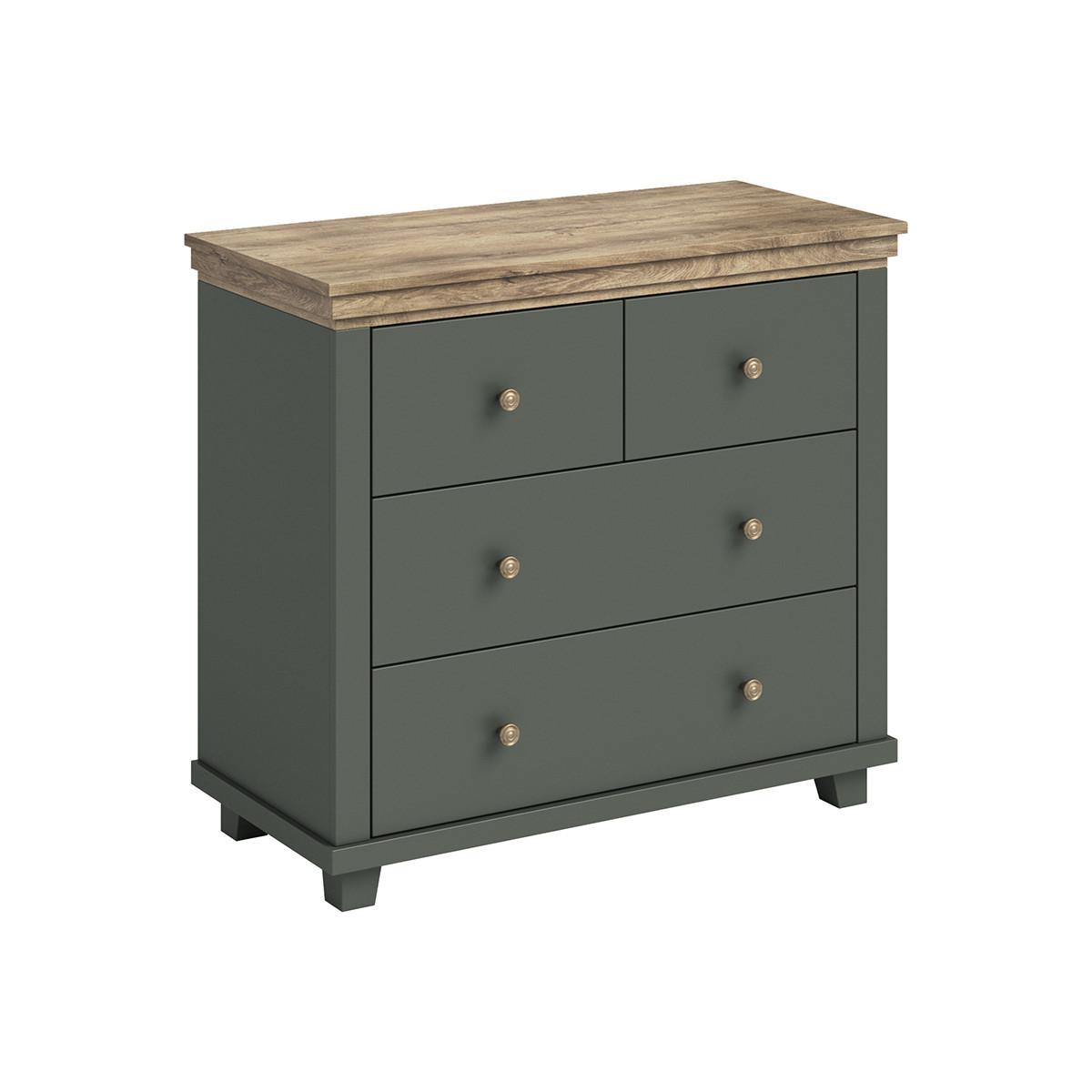 KOMMODE Martin Grün und Holz - Grün, Holzwerkstoff (90/80.5/42cm) - Petits-meubles