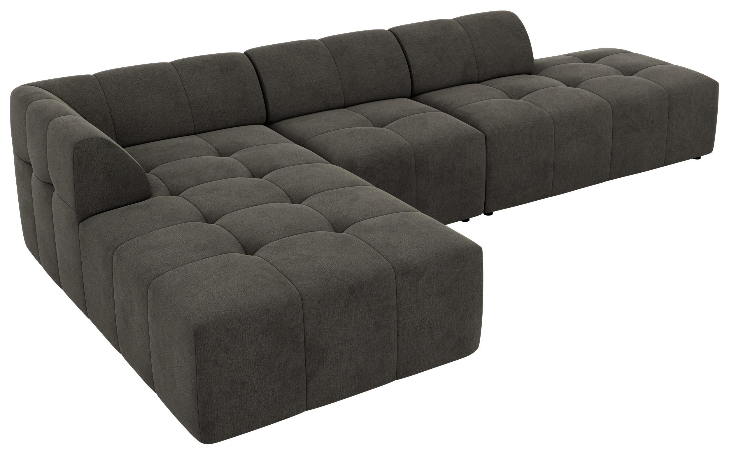 ECKSOFA GRIDA 3M L Dunkelgrau Velvet - Links - Dunkelgrau/Schwarz, Kunststoff/Textil (335/176cm) - MKS