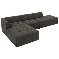 ECKSOFA GRIDA 3M L Dunkelgrau Velvet - Links - Dunkelgrau/Schwarz, Kunststoff/Textil (335/176cm) - MKS