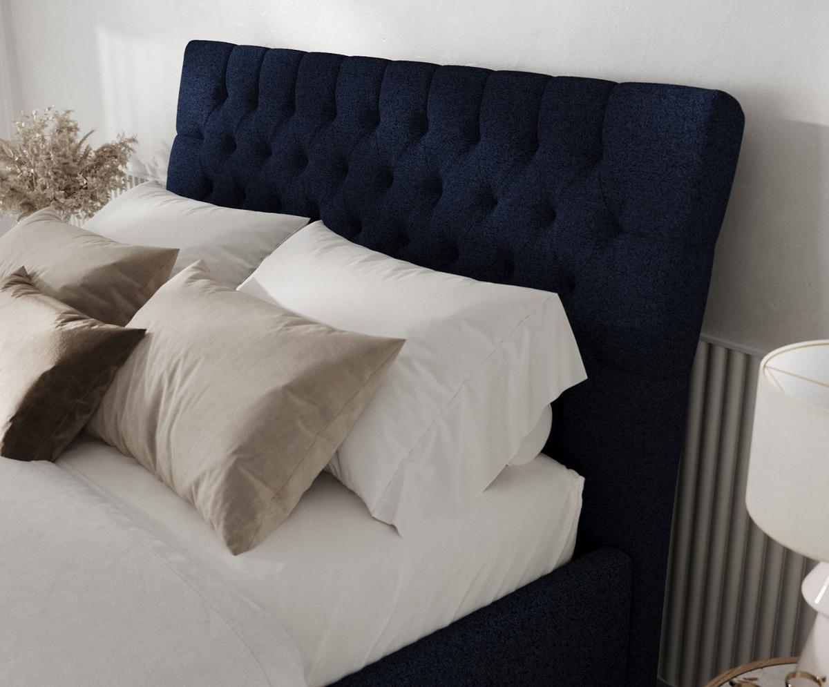POLSTERBETT Lira 120/200 cm Marineblau im Riva Stoff - Naturfarben/Dunkelblau, Holz/Holzwerkstoff (120/200cm) - AltaBeds