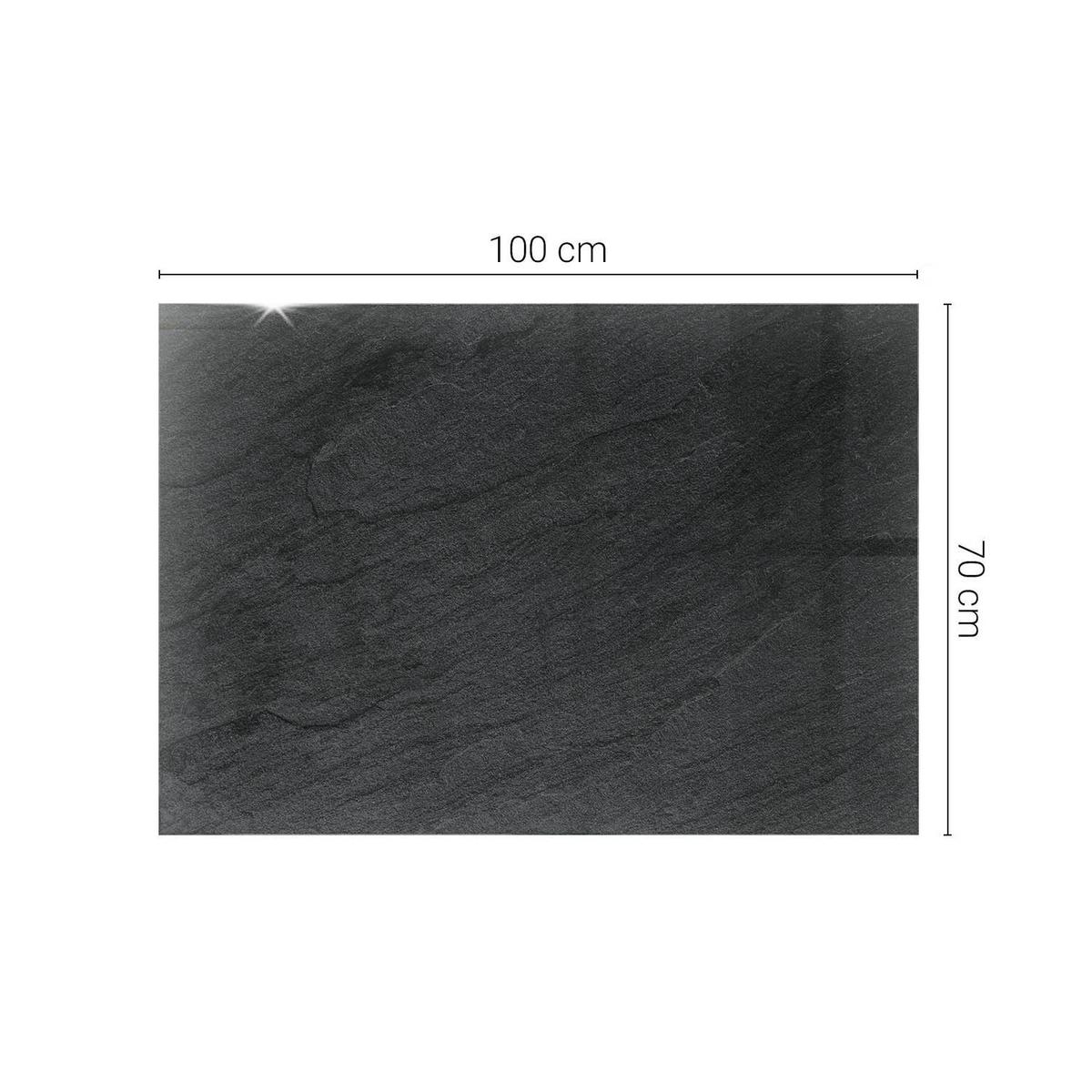 TISCHPLATTE 100x70 cm Natürliche Steinstruktur - Schwarz, Glas (0.4/100/70cm) - TULUP