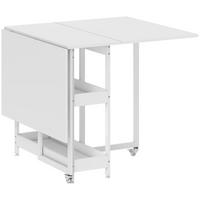 ESSTISCH Klappbar Küchentisch für 2-4 Personen mit 2 Offenen Ablagen, Rollen - Weiß, Holz (133.4/80/75cm) - HOMCOM