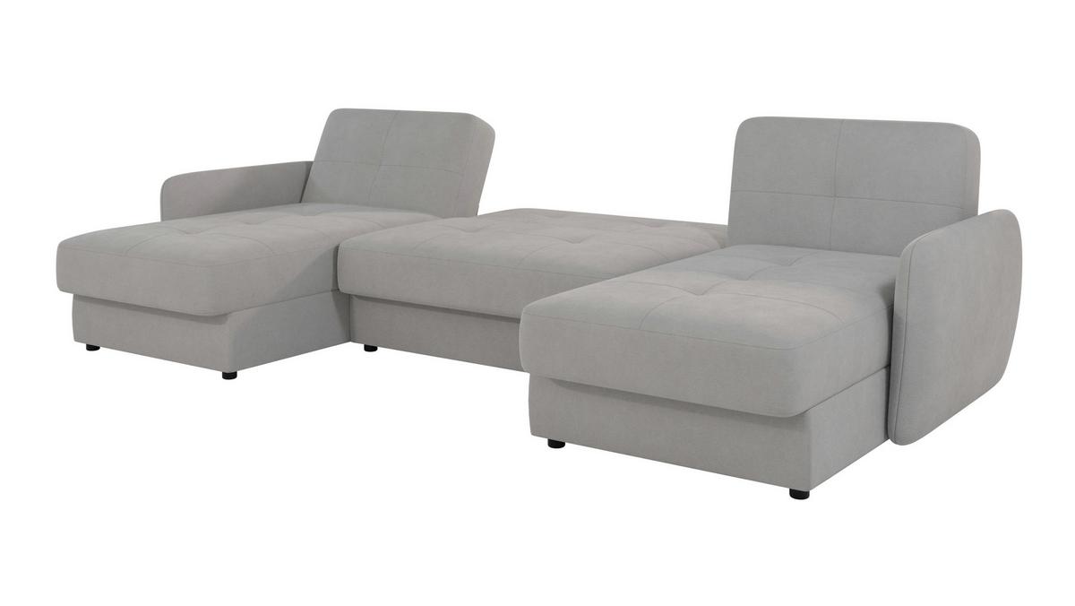 WOHNLANDSCHAFT Lupo Silber Mikrofaser - Silberfarben/Schwarz, Holz/Kunststoff (311/86/147cm) - S-Style Möbel