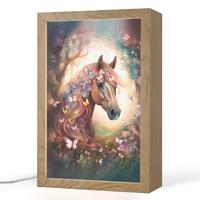 NACHTTISCHLAMPE Pferd - Natur - Blumen - Schmetterlinge - Wald 20x30 cm - Dunkelbraun, Holzwerkstoff (8/20/30cm) - OnlyWow