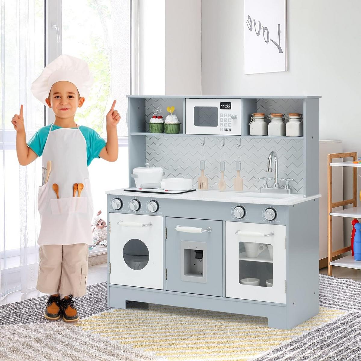 KINDERKÜCHE Grau - Grau, Holz (77/80/28cm) - COSTWAY