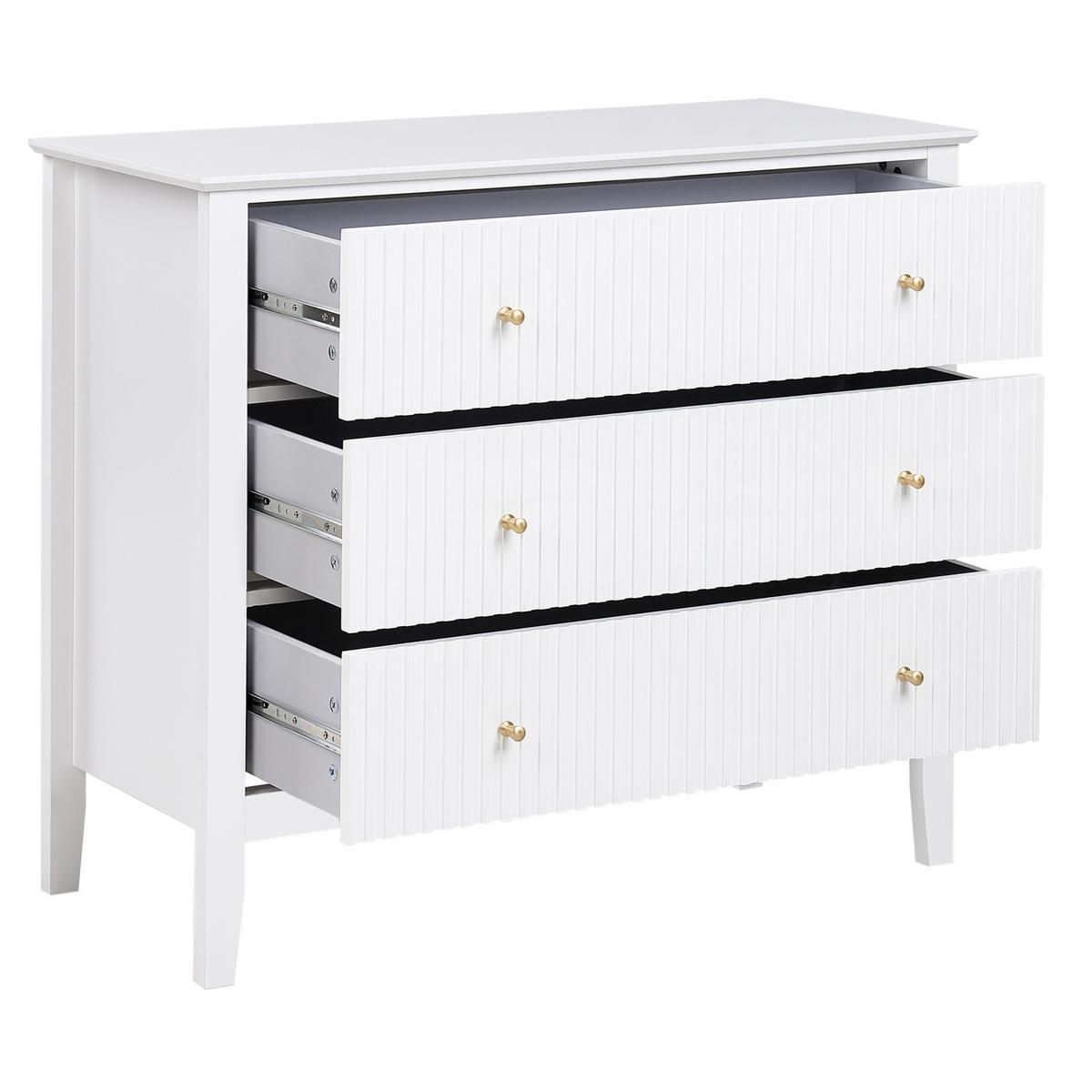 KOMMODE mit 3 Schubladen Weiß Assisi - Weiß, Holzwerkstoff (90/80/40cm) - Beliani