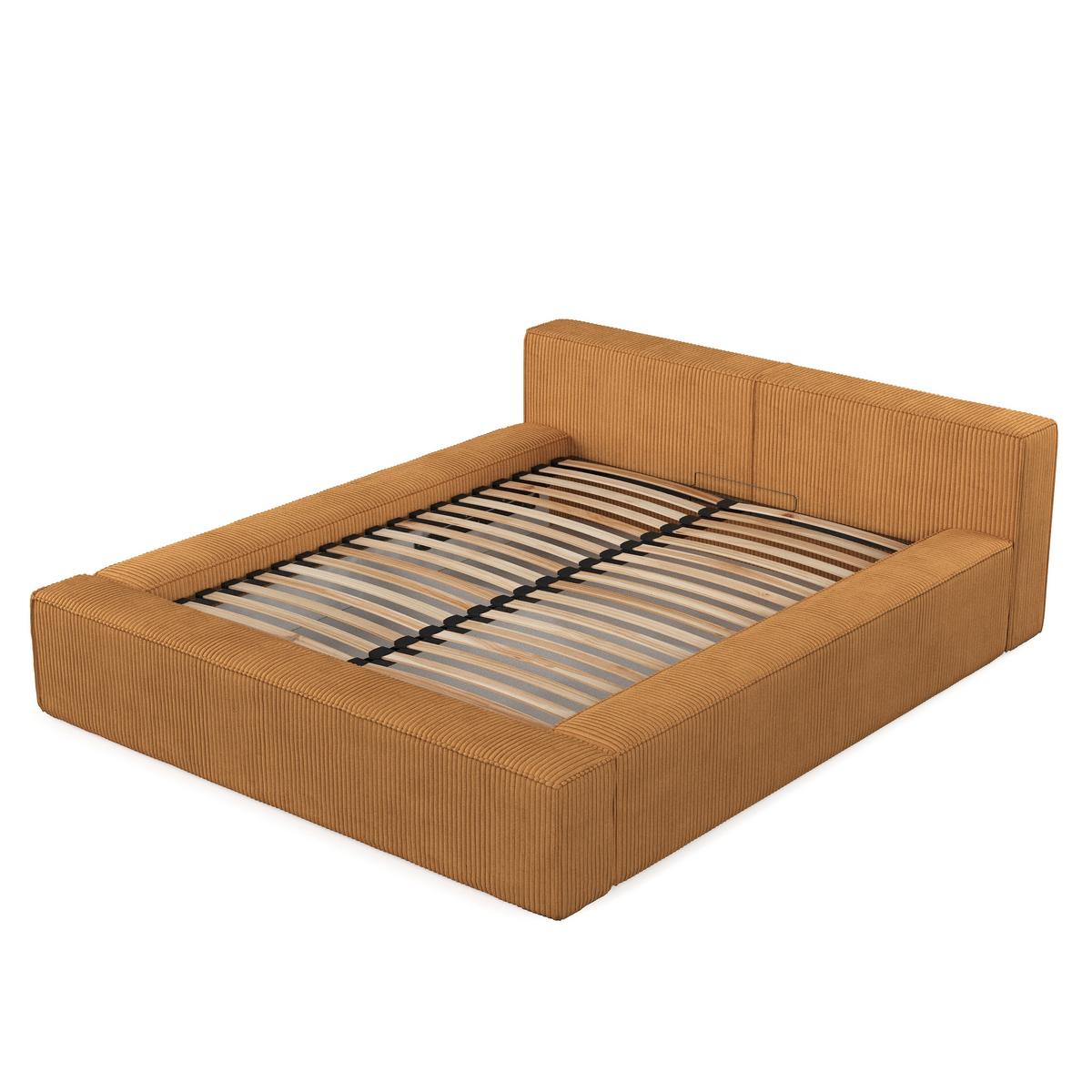 POLSTERBETT Casto mit Stauraum 180/200 cm Honiggelb im Poso Stoff - Schwarz/Naturfarben, Holz/Holzwerkstoff (180/200cm) - AltaBeds