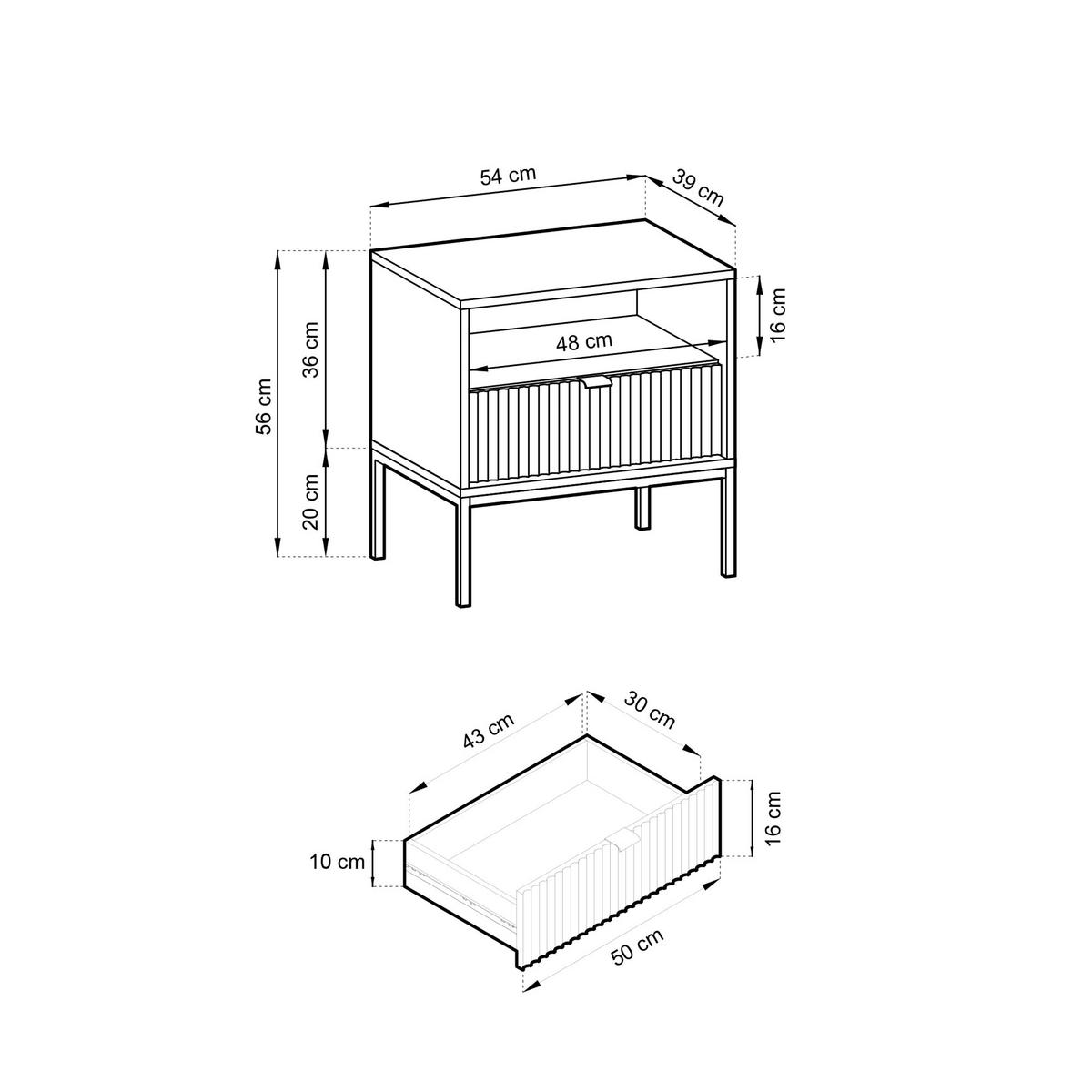 NACHTSCHRANK Vellore Weiß mit goldenem Gestell - Goldfarben/Weiß, Holzwerkstoff/Metall (54/56/39cm) - Selsey