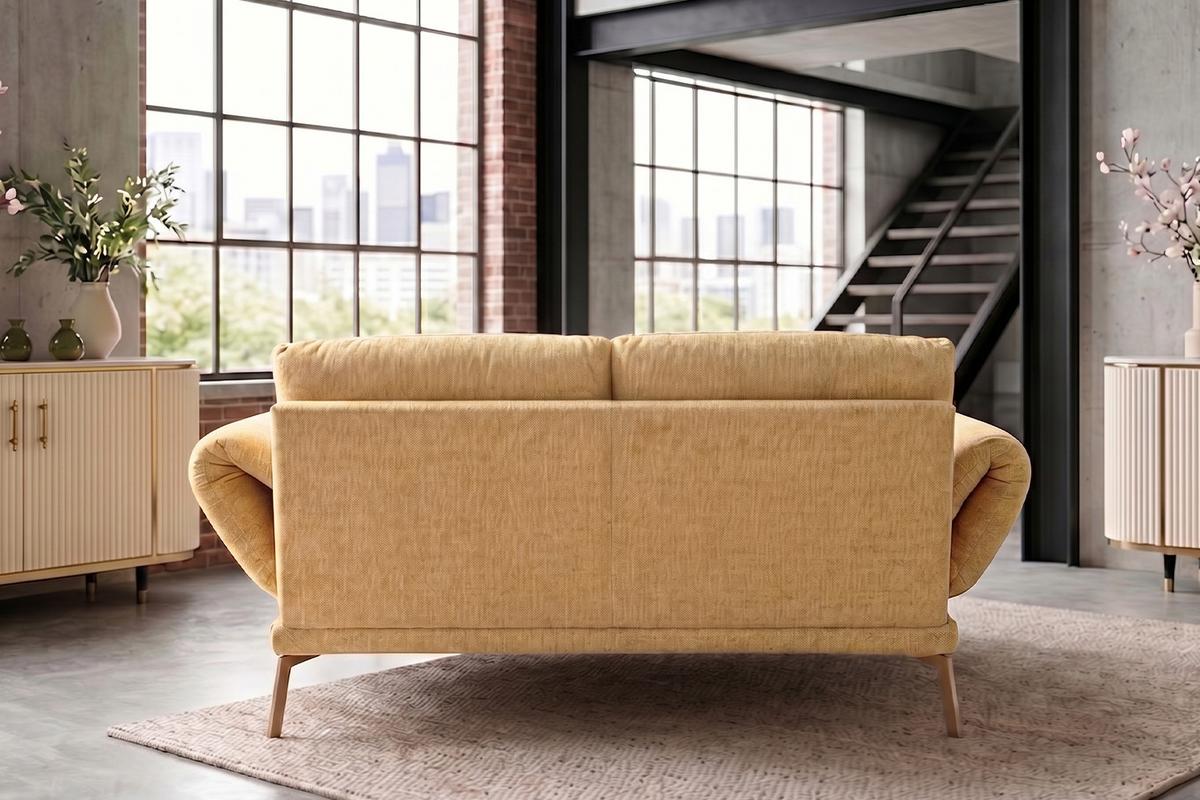 SOFA HOLLY Gelb Flachgewebe - Gelb/Braun, Textil/Metall (176/90/92cm) - KAWOLA