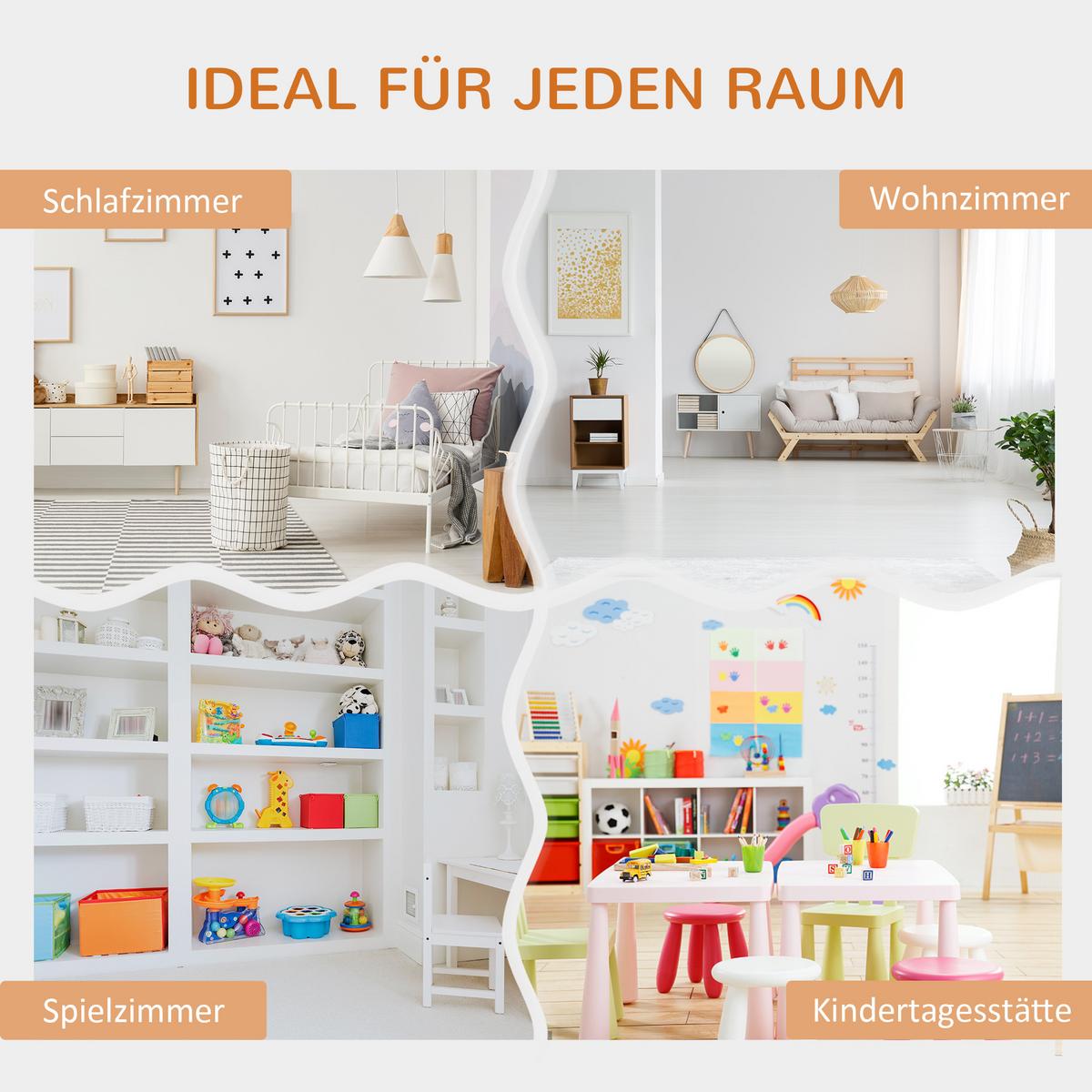 KINDERREGAL 2-in-1 Eckregal mit 6 Fächern Kindersitzbank mit Kissen Grau - Hellbraun/Naturfarben, Holzwerkstoff/Textil (30/62/103cm) - HOMCOM