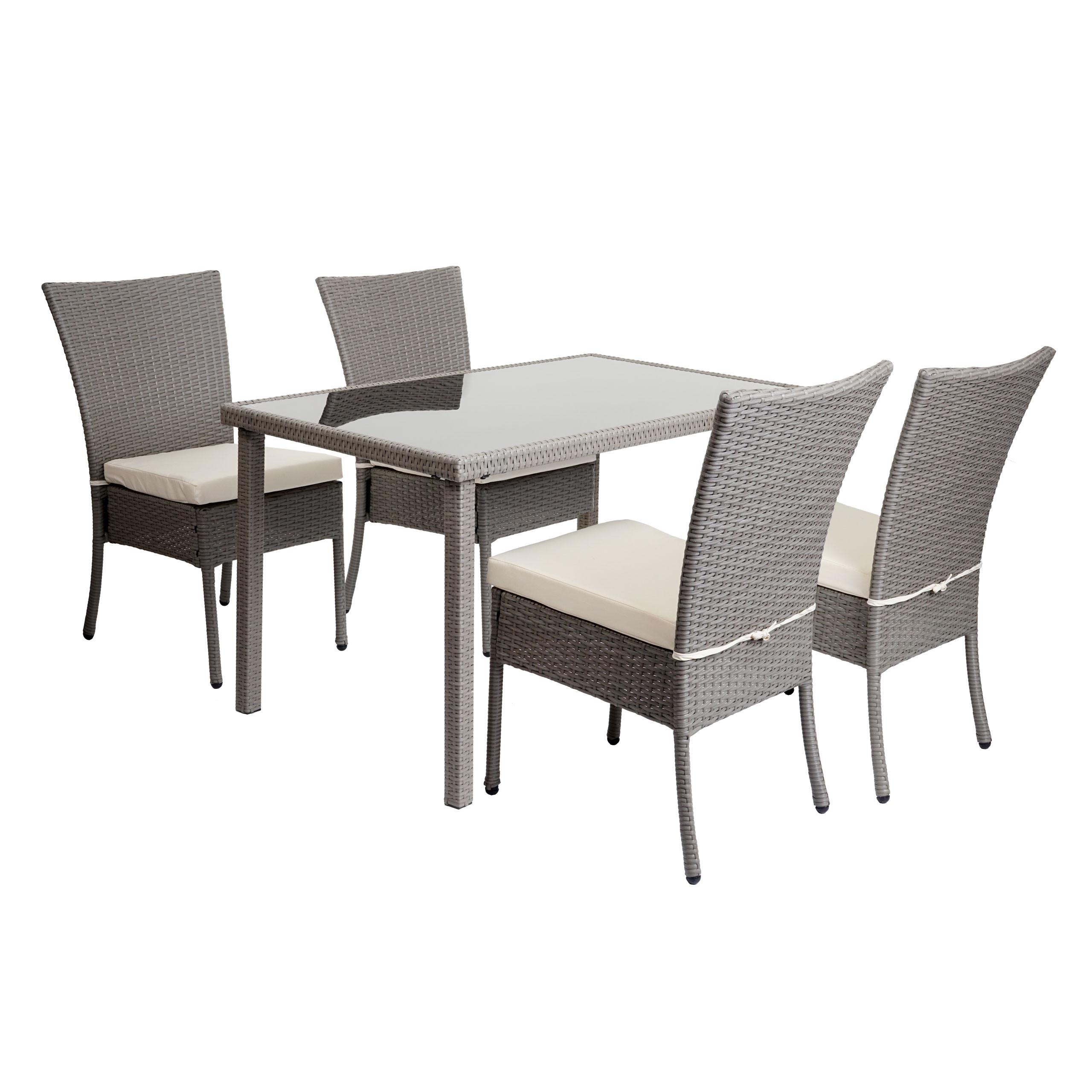 GARNITUR Grau, Cremeweiß 5-teilig-Set - Weiß/Grau, Kunststoff - MCW