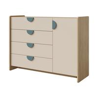 KINDERKOMMODE Lexi 1D4S 09 - Blau/Eichefarben, Holzwerkstoff/Kunststoff (124/91/40cm) - MIRJAN24