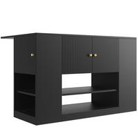 KÜCHENINSEL mit Schubladen und Regalen Schwarz - Schwarz, Holzwerkstoff (40/90/140cm) - Urban Meuble